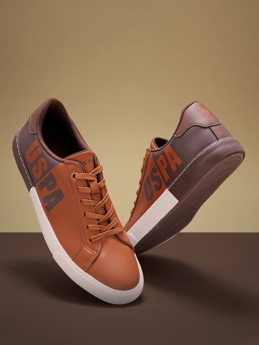 

U.S. Polo Assn. Men Tresten Printed Lace-Up Sneakers, Tan