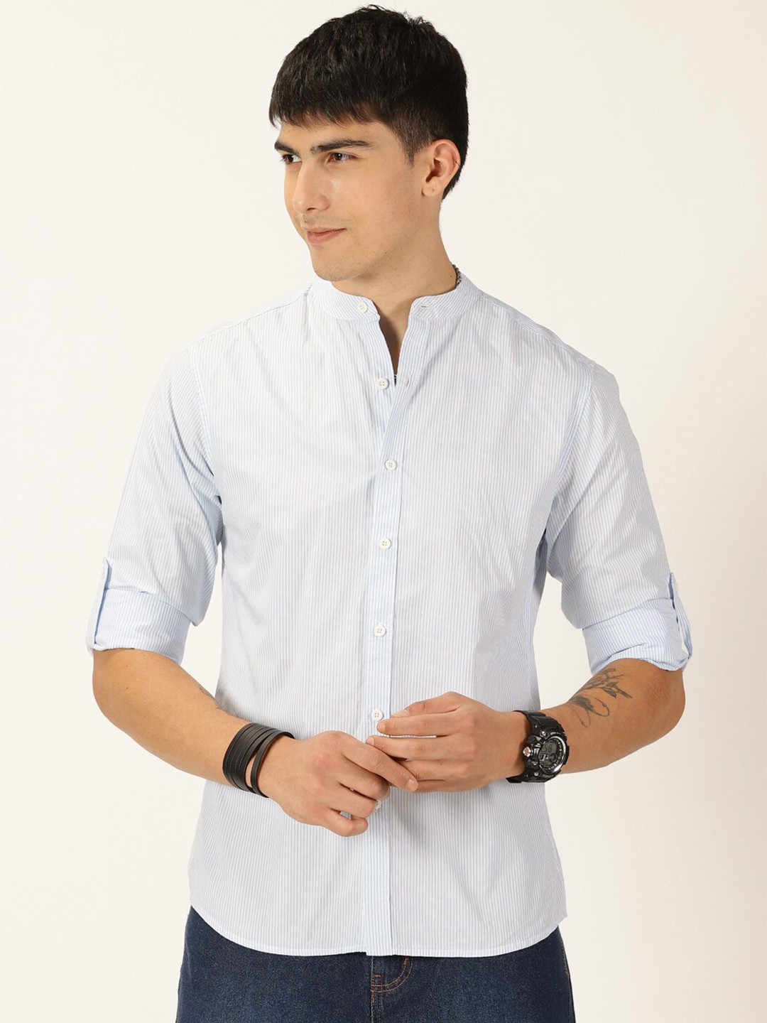 

Moda Rapido Pure Cotton Classic Slim Fit Opaque Casual Shirt, Blue