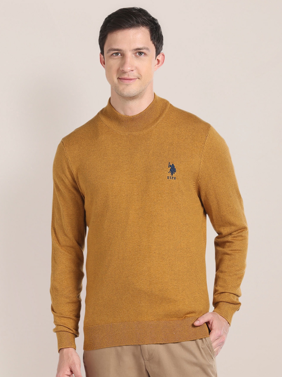 

U.S. Polo Assn. Round Neck Woollen Pullover, Yellow