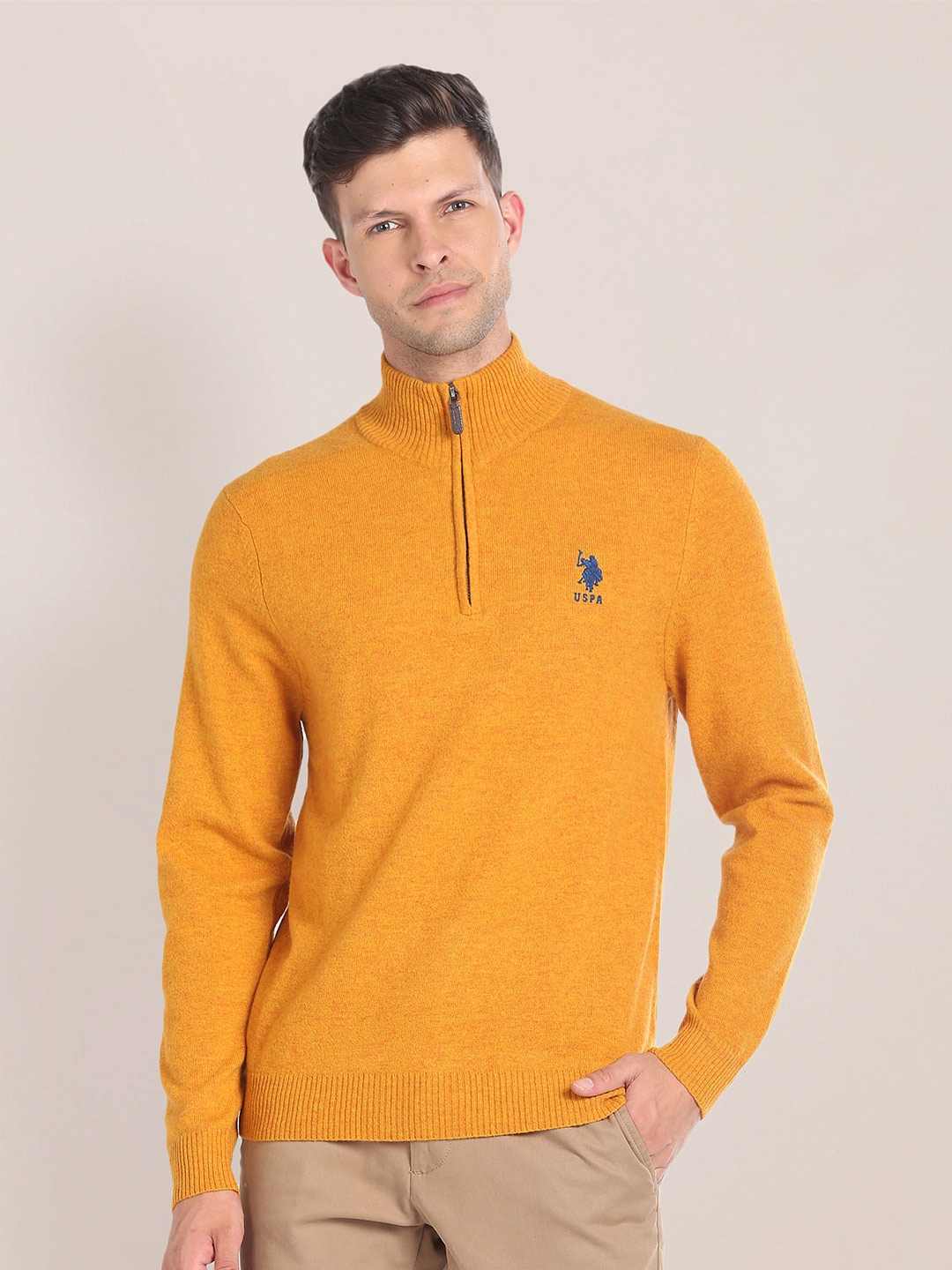 

U.S. Polo Assn. Mock Collar Pullover Sweater, Yellow