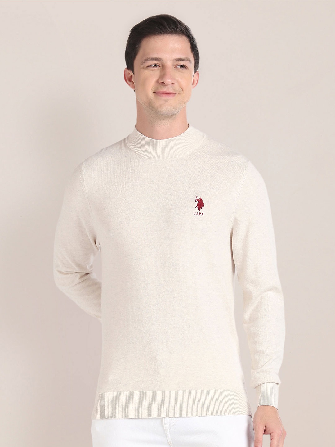 

U.S. Polo Assn. Mock Collar Long Sleeves Pullover, Off white