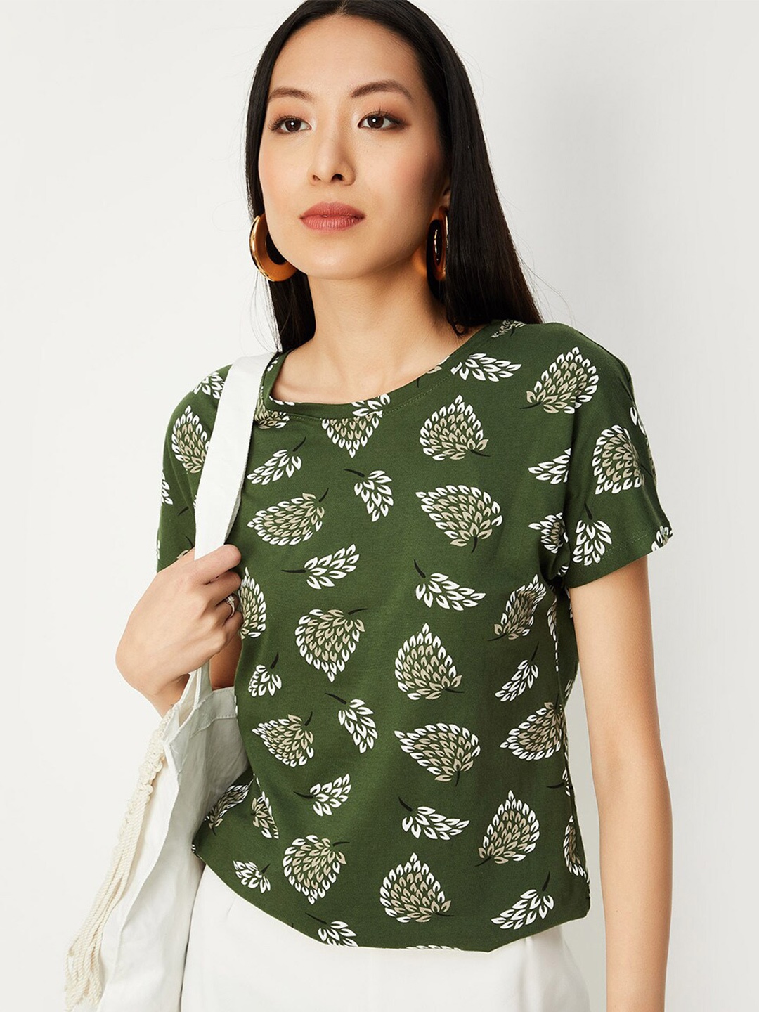 

max Floral Printed Pure Cotton T-shirt, Green