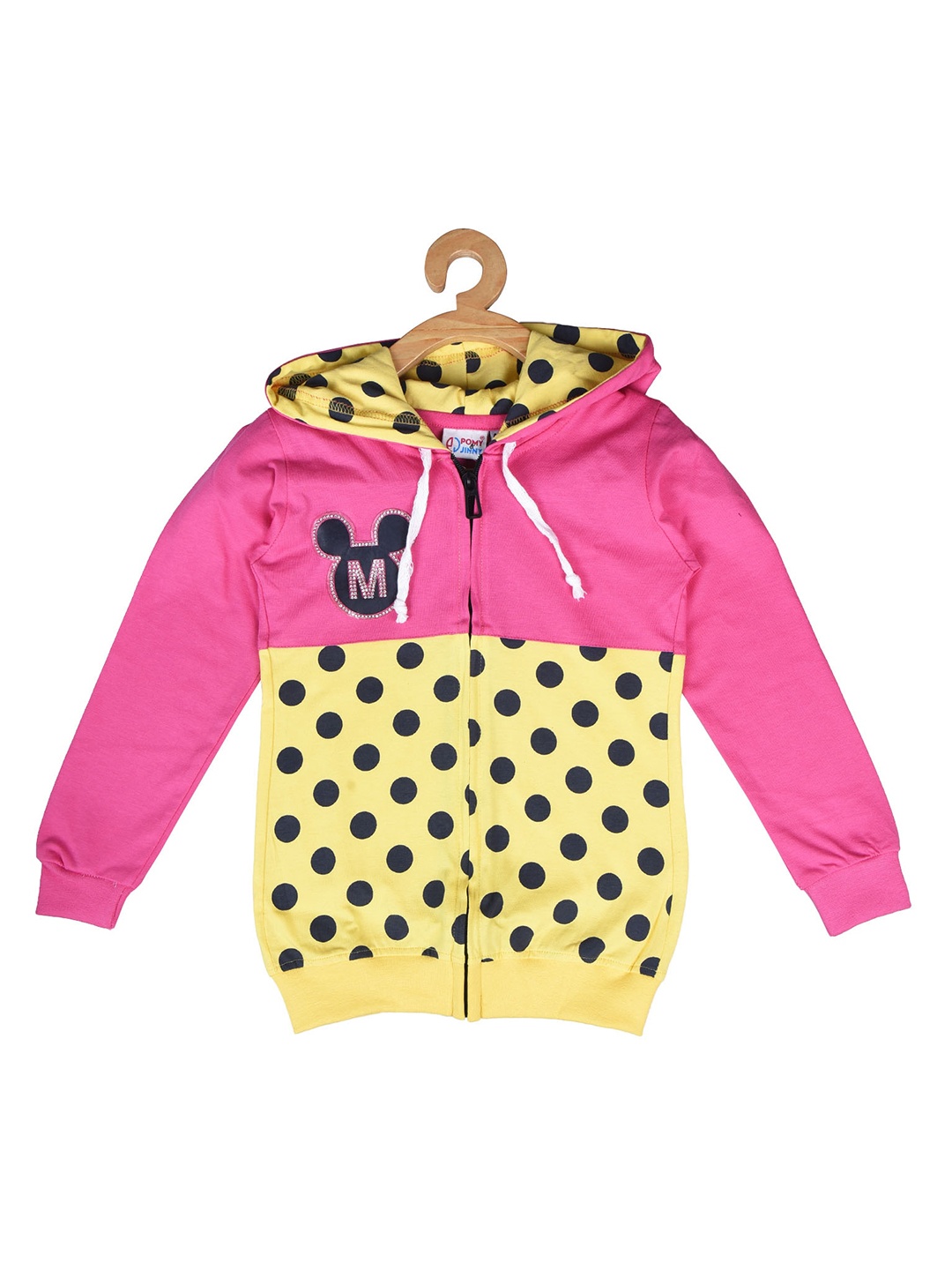 

POMY & JINNY Kids Mickey Mouse Printed Hooded Cotton Front-Open Sweatshirt, Pink