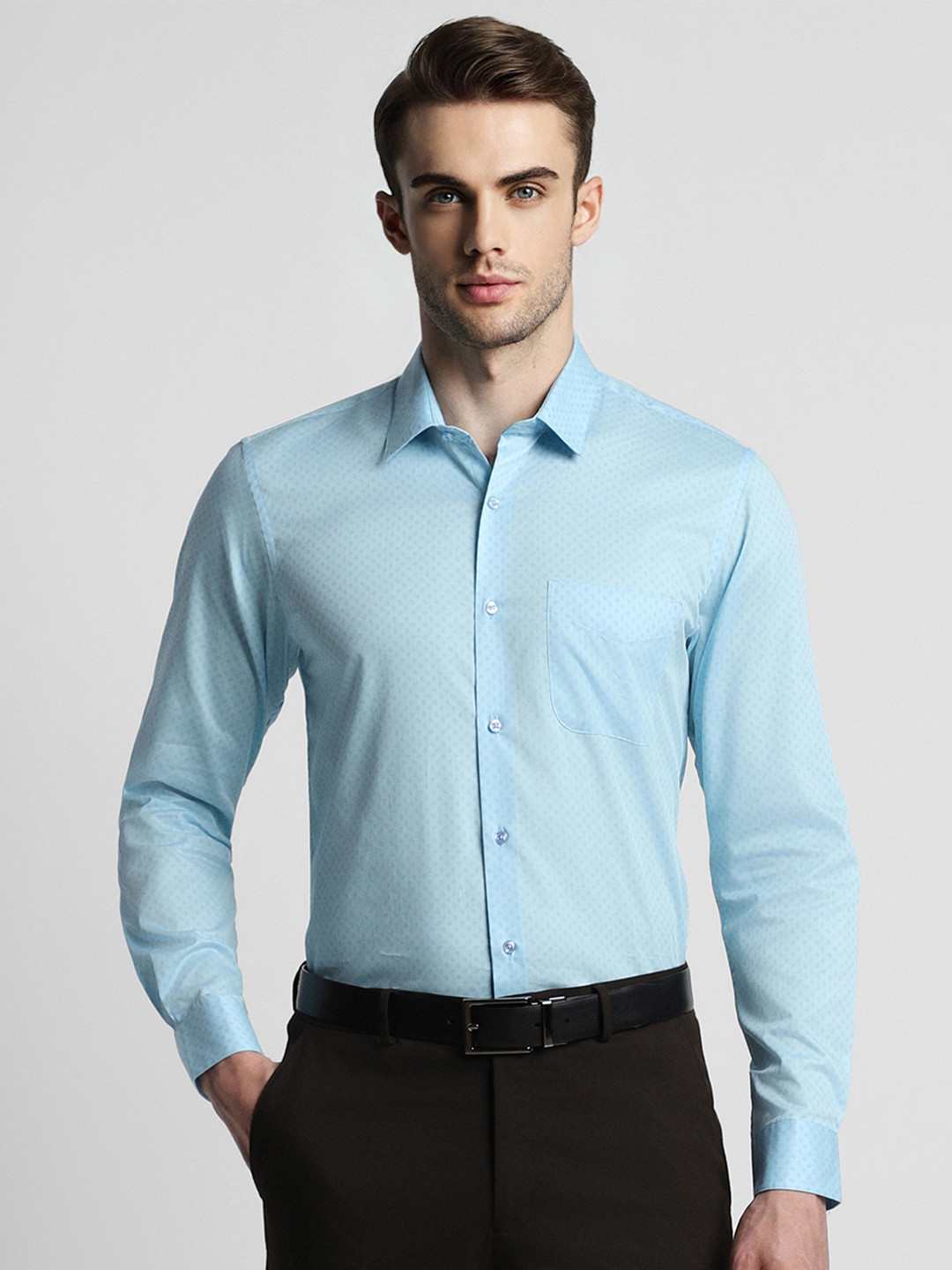 

Peter England Men Blue Slim Fit Opaque Formal Shirt