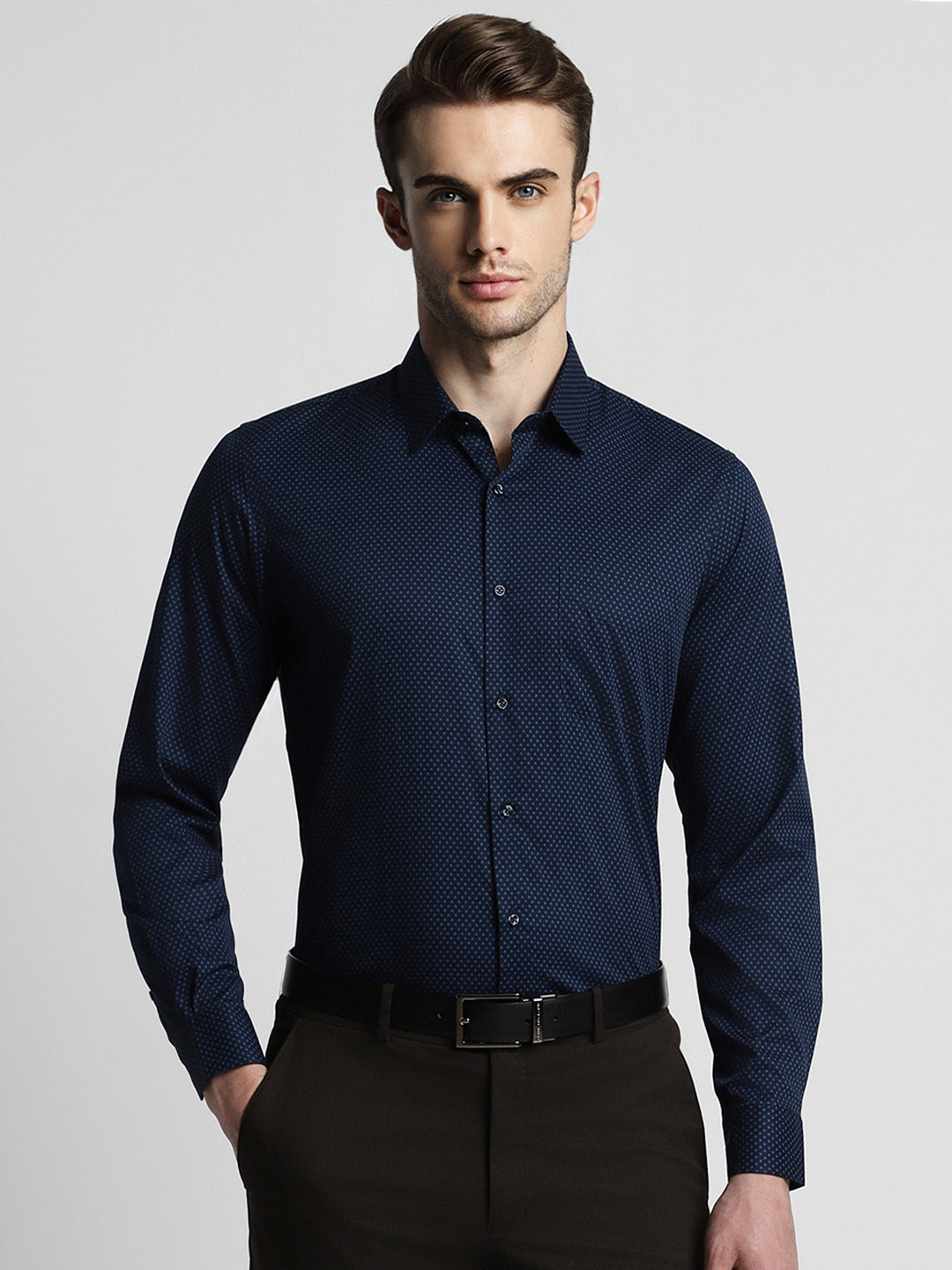 

Peter England Men Navy Blue Slim Fit Opaque Formal Shirt