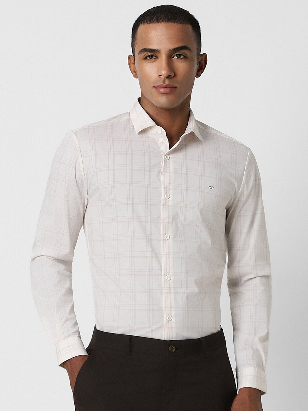 

Peter England Slim Fit Opaque Checked Formal Shirt, White