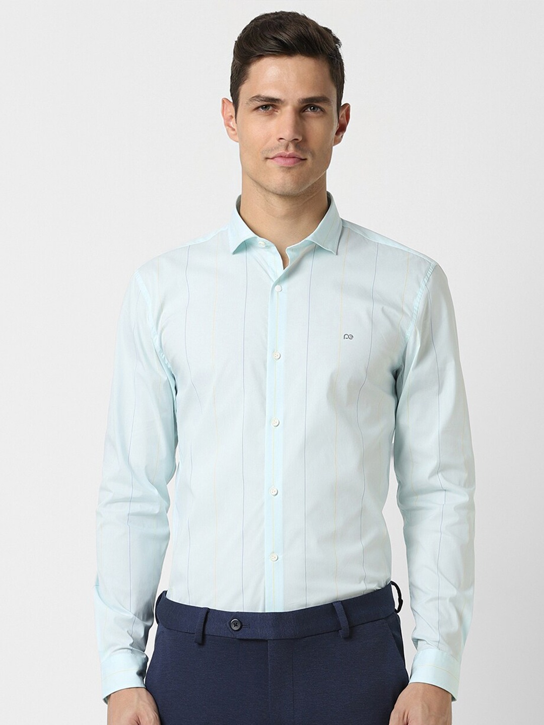 

Peter England Slim Fit Striped Formal Shirt, Blue