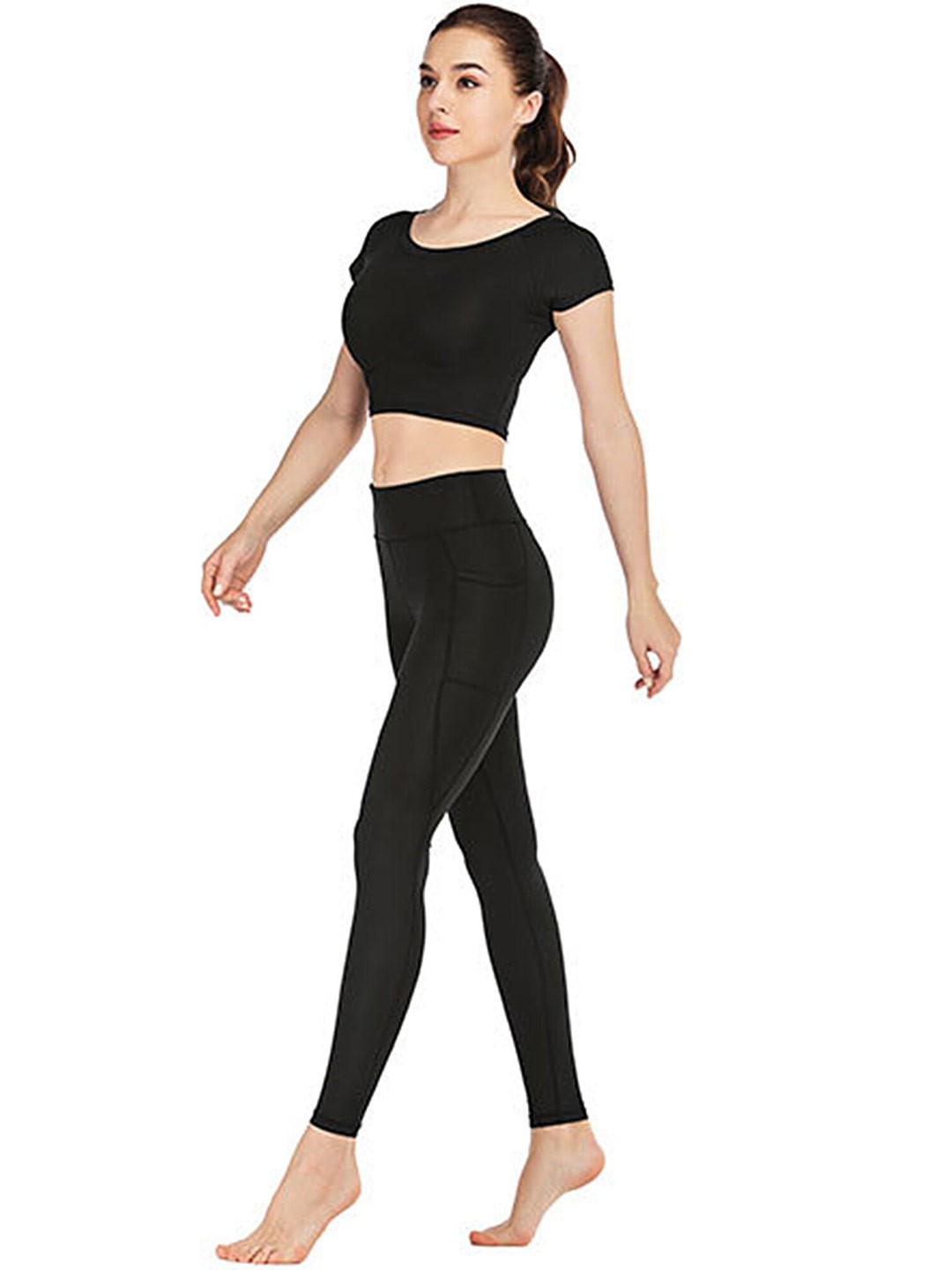 

LULU & SKY Ankle Length Mid Rise Tights, Black