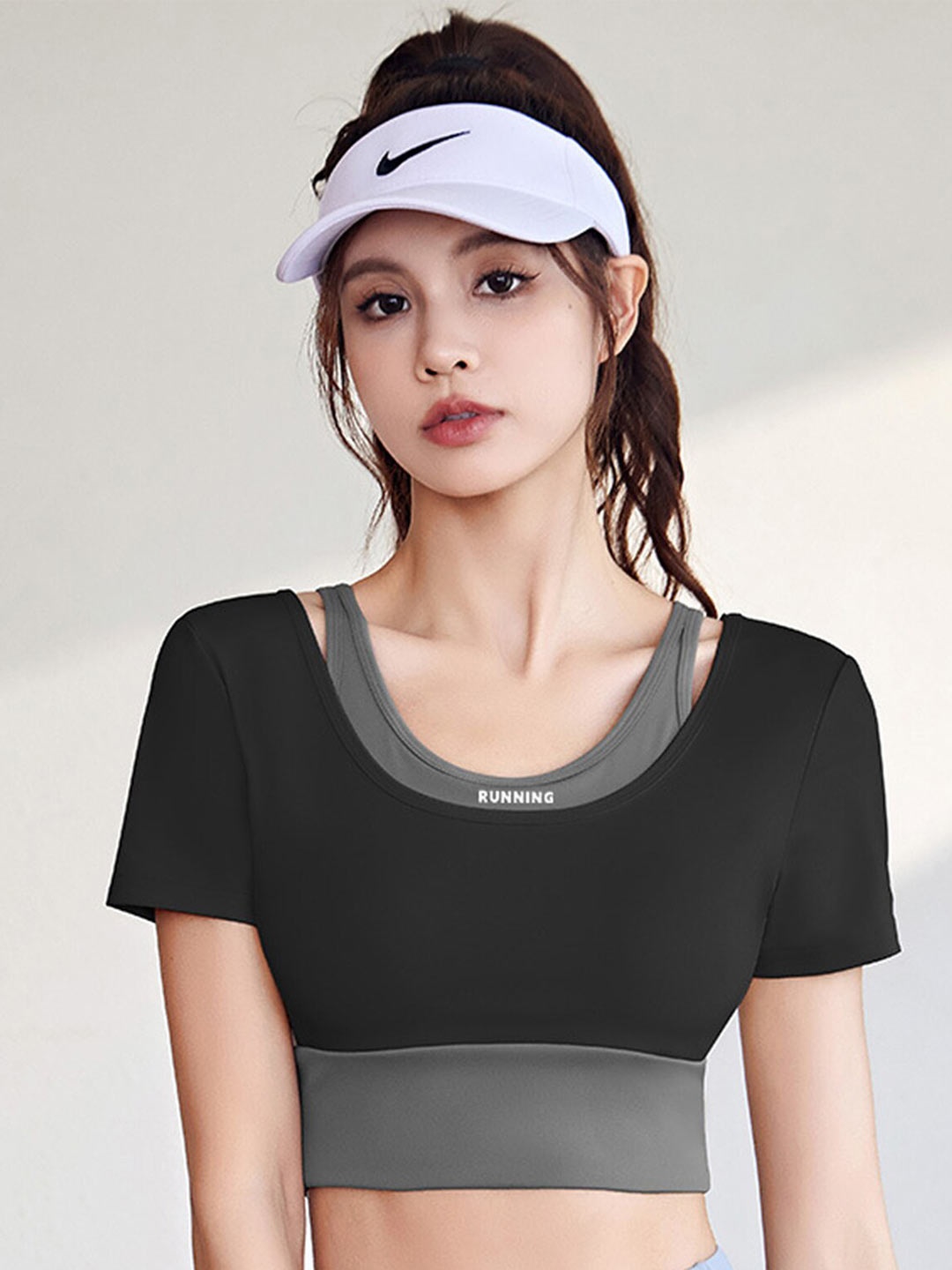 

LULU & SKY Crop Fitted Sports Top, Black