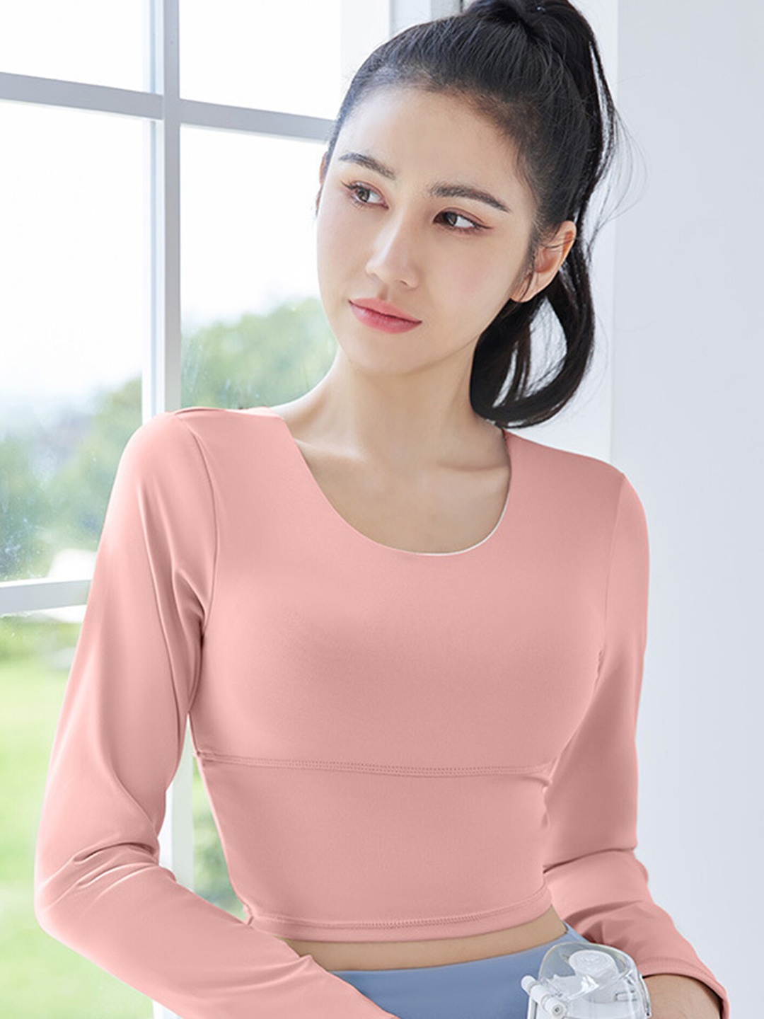 

LULU & SKY Fitted Sports Crop Top, Pink