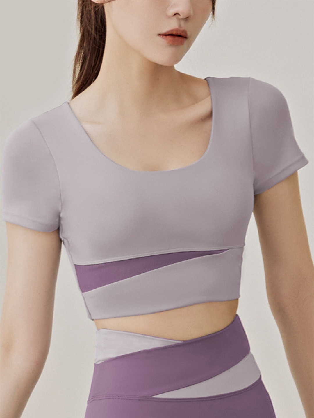 

LULU & SKY Fitted Sports Crop Top, Purple