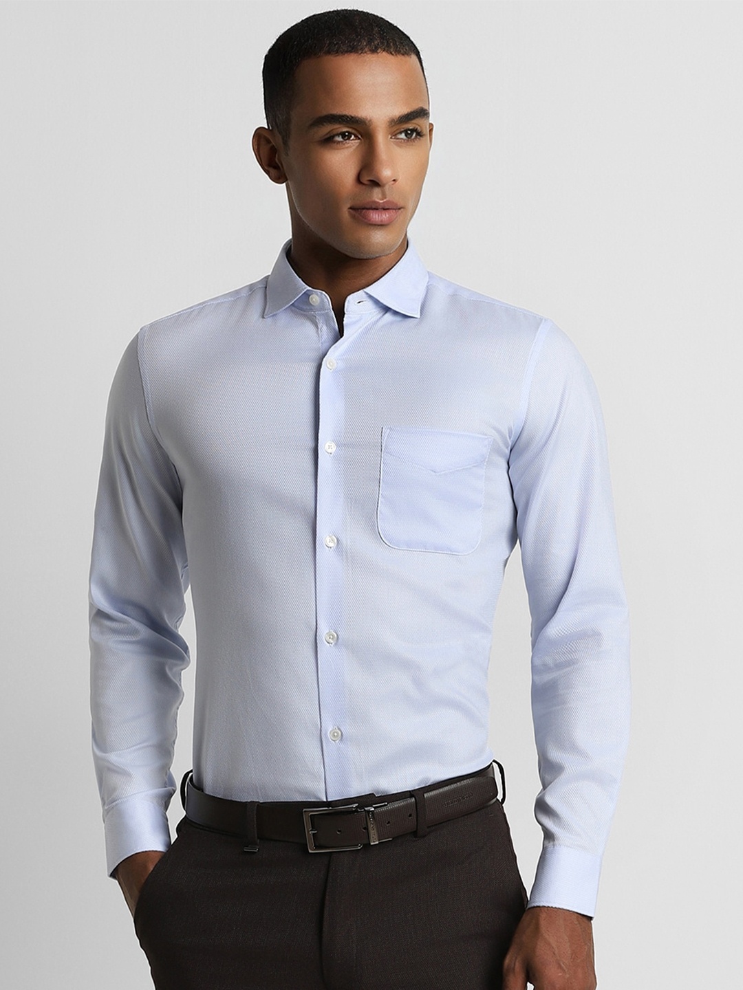 

Peter England Elite Cotton Slim Fit Opaque Formal Shirt, Blue