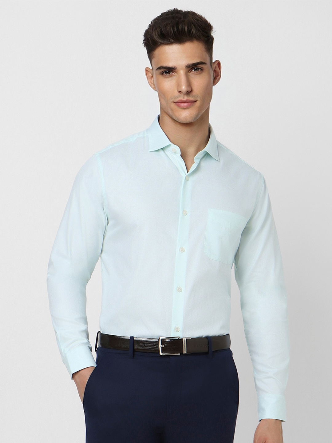 

Peter England Elite Cotton Slim Fit Opaque Formal Shirt, Blue