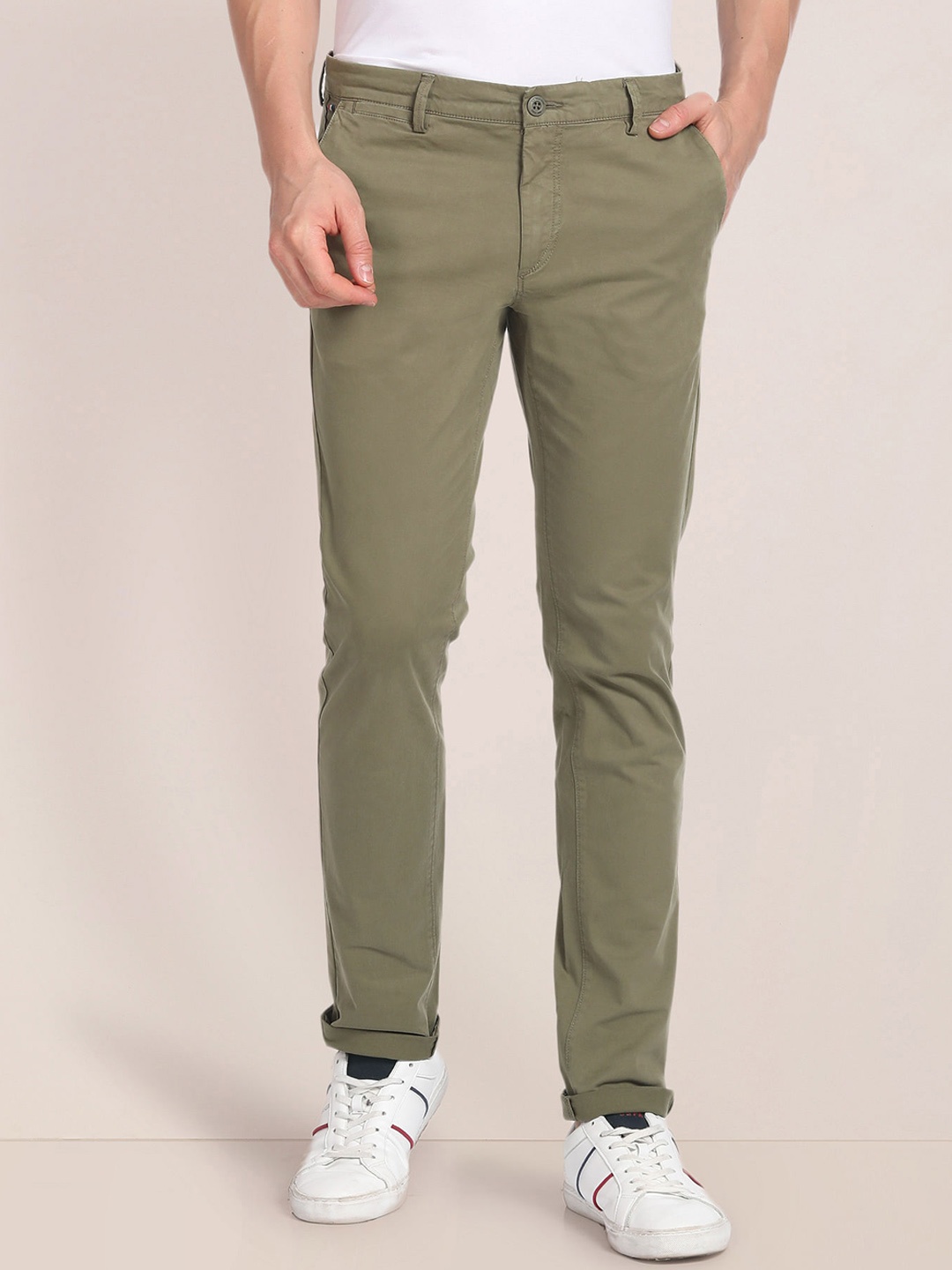 

U.S. Polo Assn. Men Mid Rise Chinos Trousers, Green