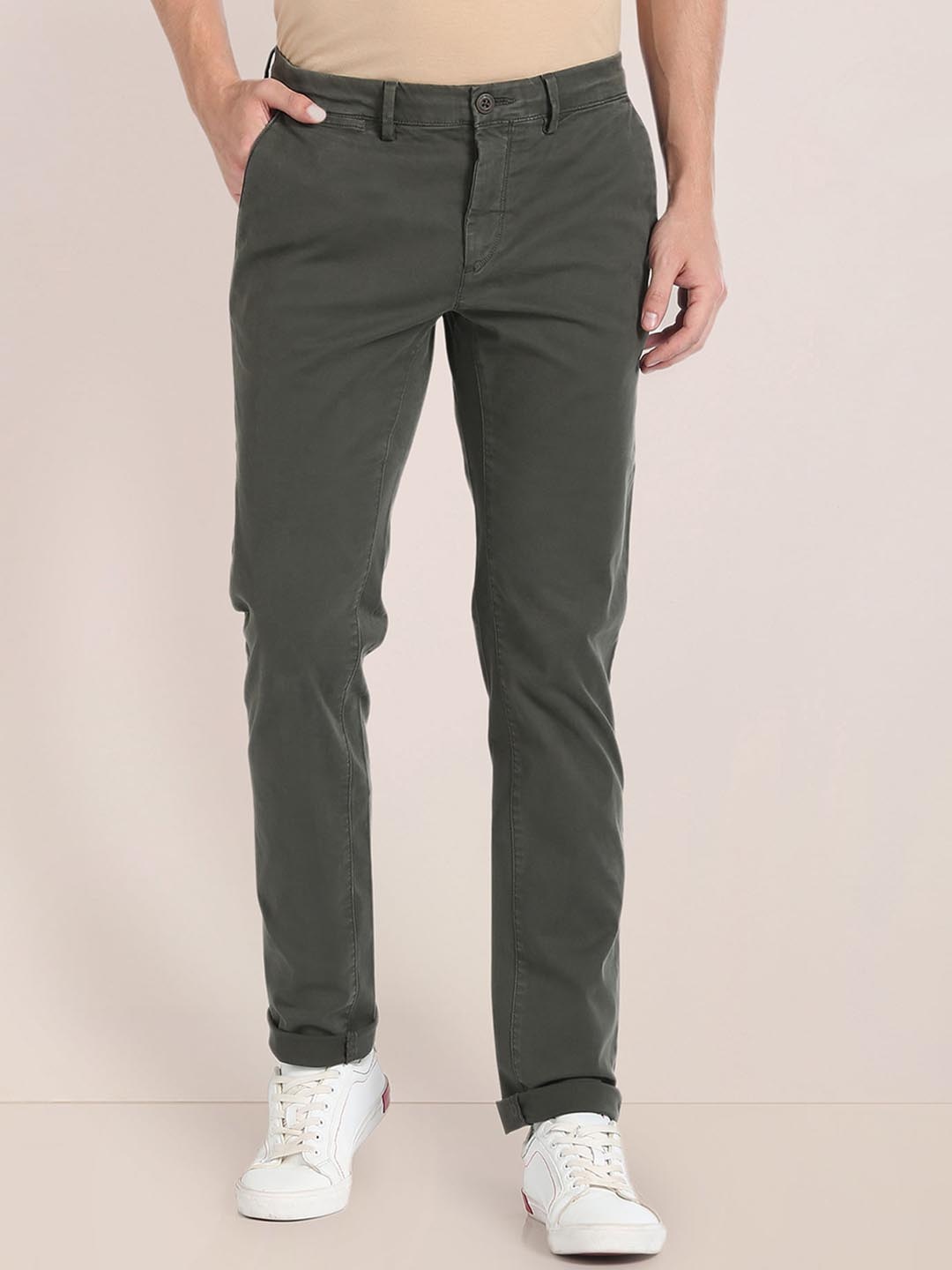 

U.S. Polo Assn. Men Mid-Rise Chinos Trousers, Green