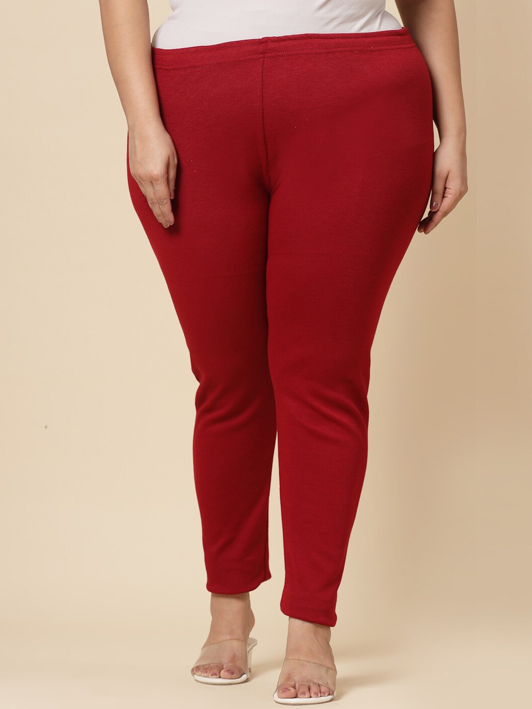 CLORA CREATION PLUS Women Ankle Length Woolen Leggings, Maroon