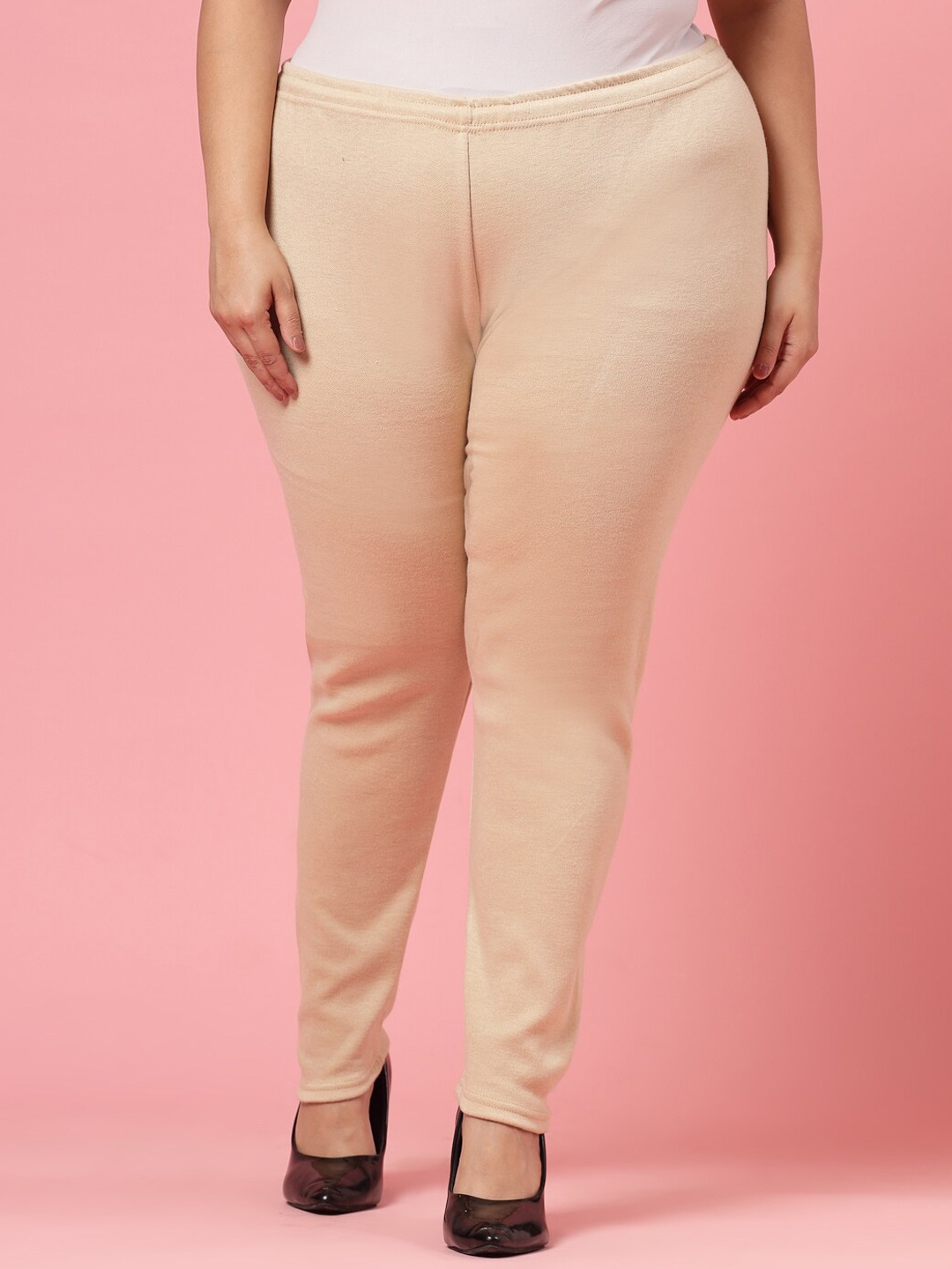CLORA CREATION PLUS Women Ankle Length Woolen Leggings, Beige