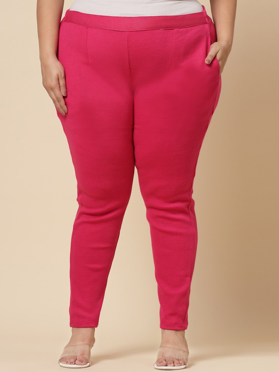

CLORA CREATION PLUS Women Relaxed Fit Easy Wash Woollen Trousers, Magenta