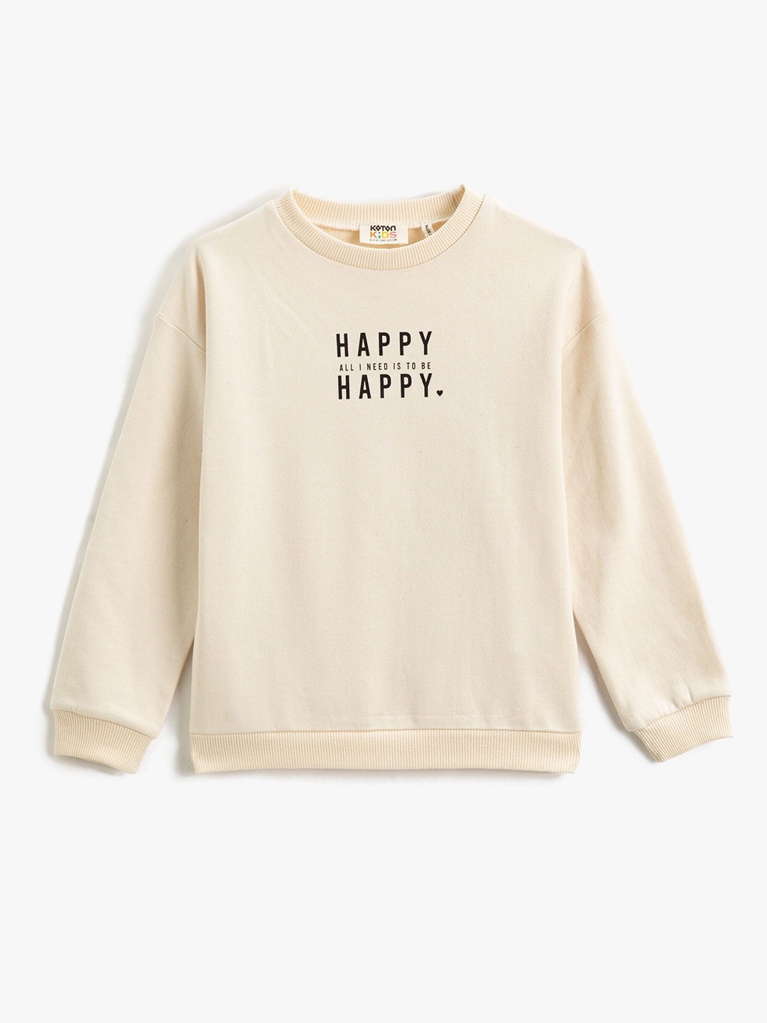 

Koton Girls Typography Printed Pure Cotton Pullover, Beige