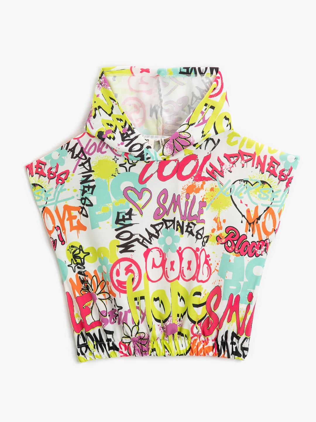 

Koton Girls Typography Printed Hooded Pullover, White