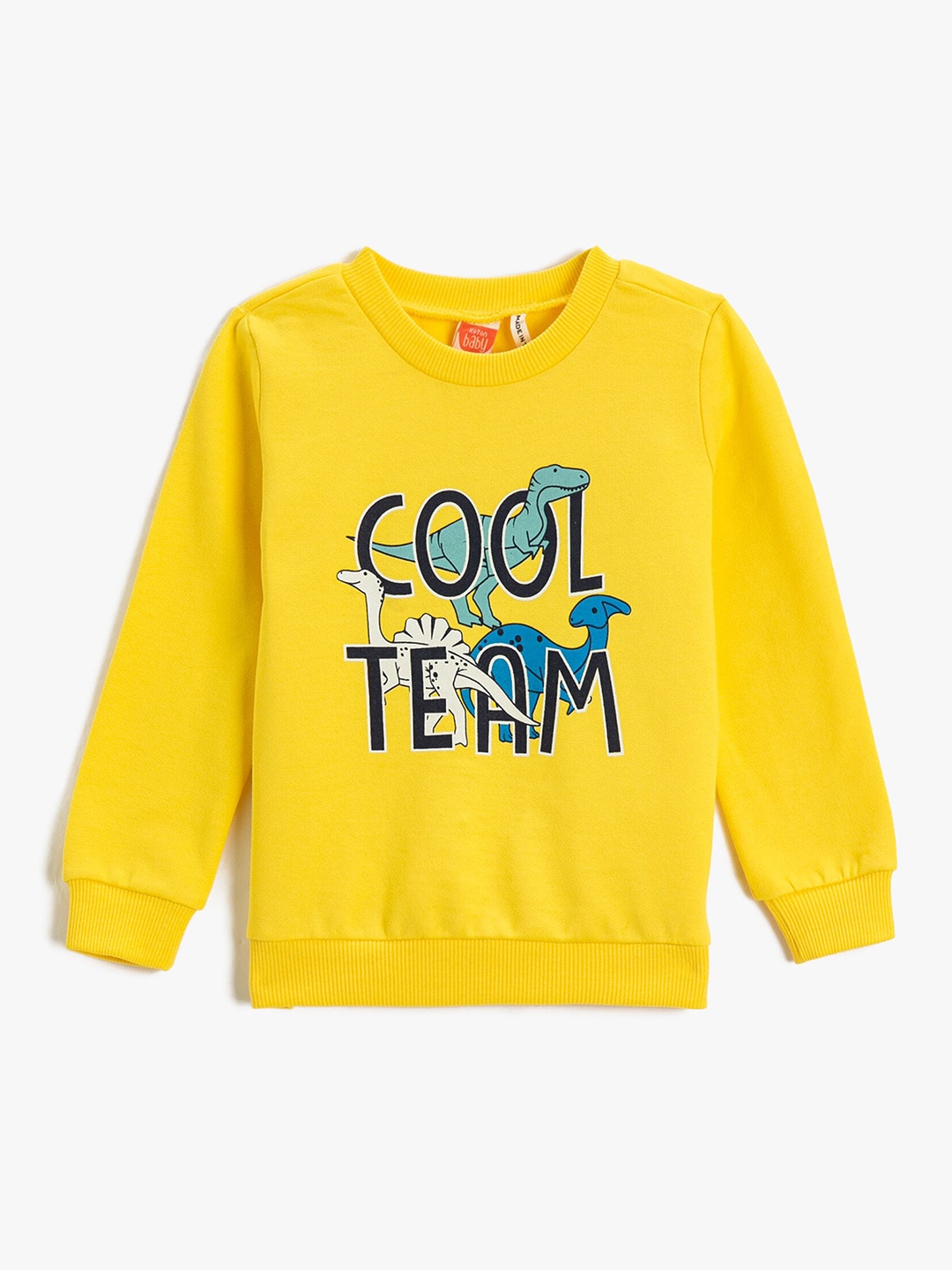

Koton Boys Typography Printed Pure Cotton Pullover Sweatshirt, Yellow