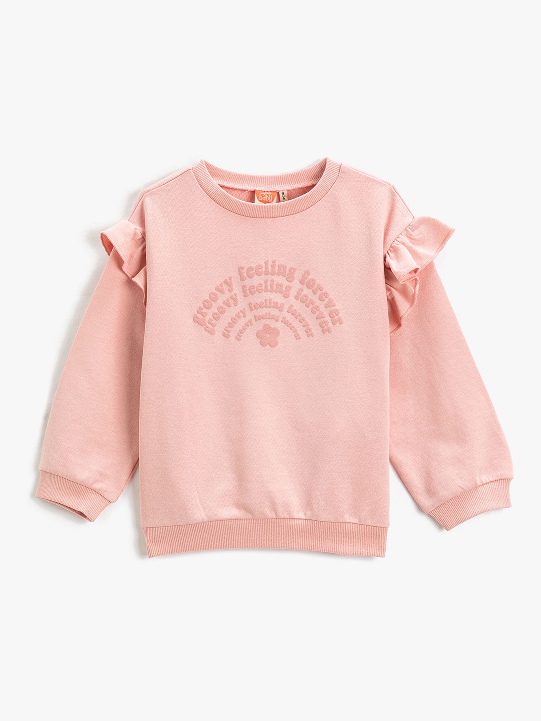 

Koton Girls Typography Printed Pure Cotton Pullover Sweatshirt, Pink