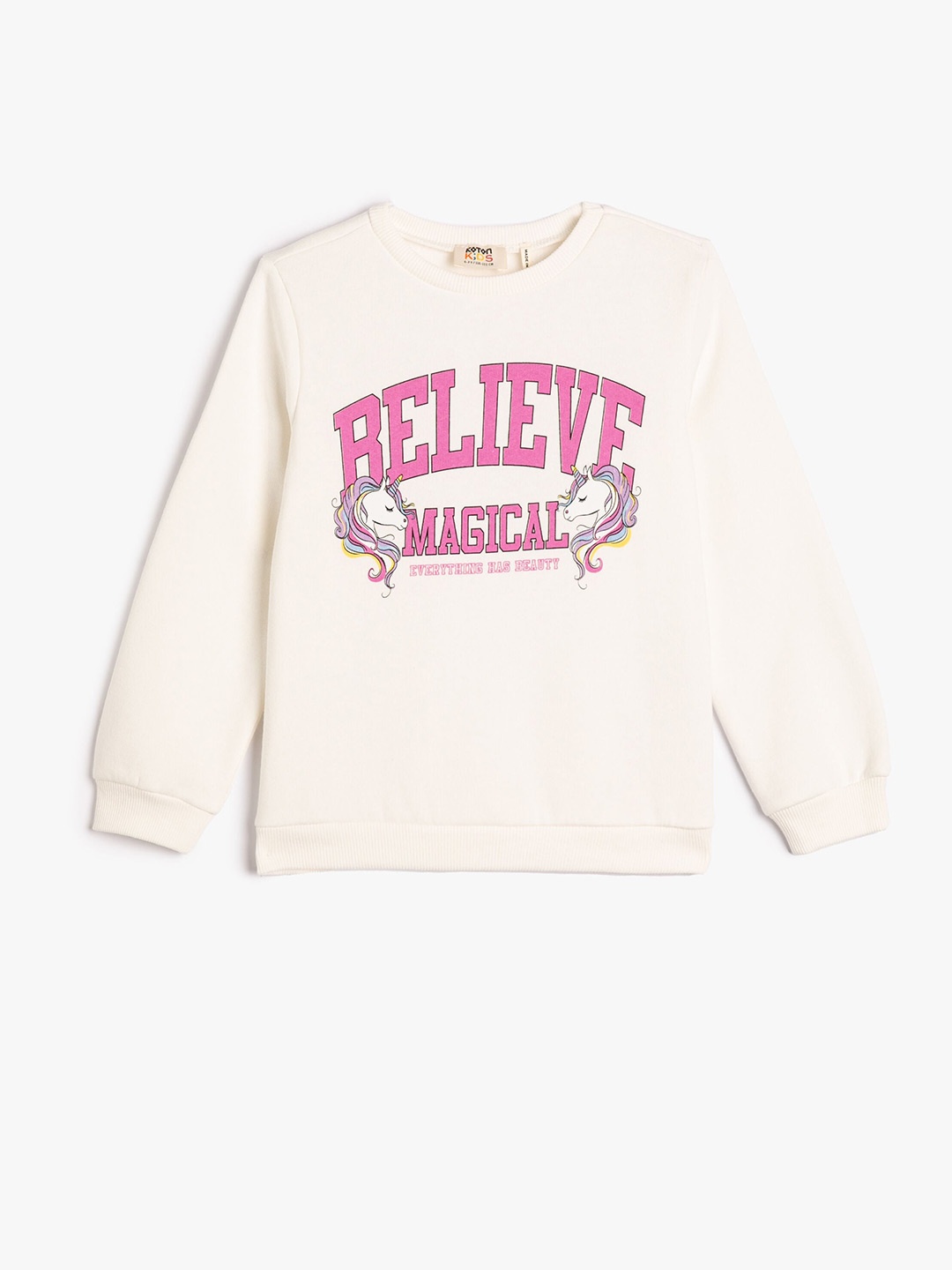 

Koton Girls Typography Printed Pullover, Off white