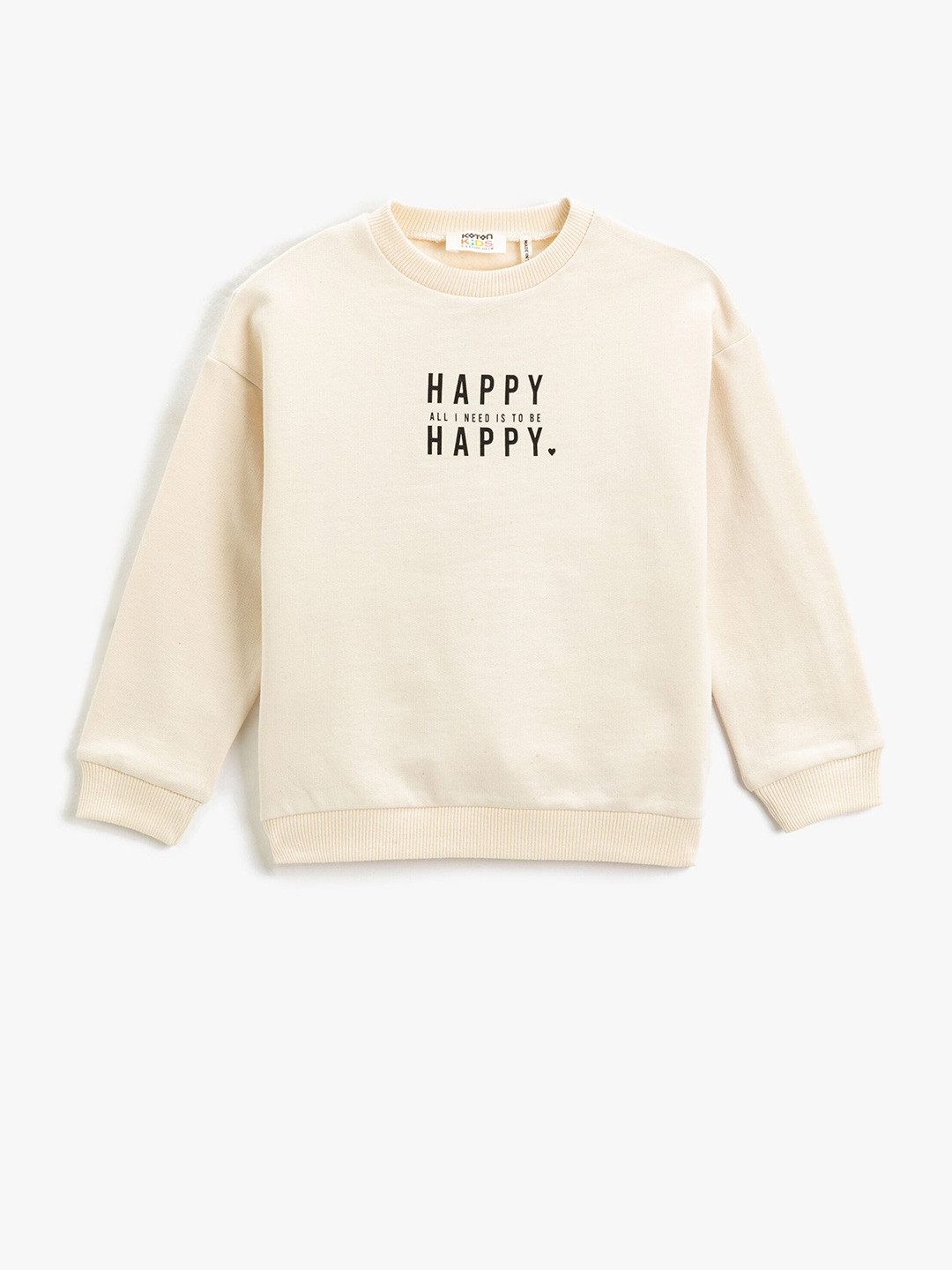 

Koton Girls Typography Printed Pure Cotton Pullover Sweatshirt, Cream
