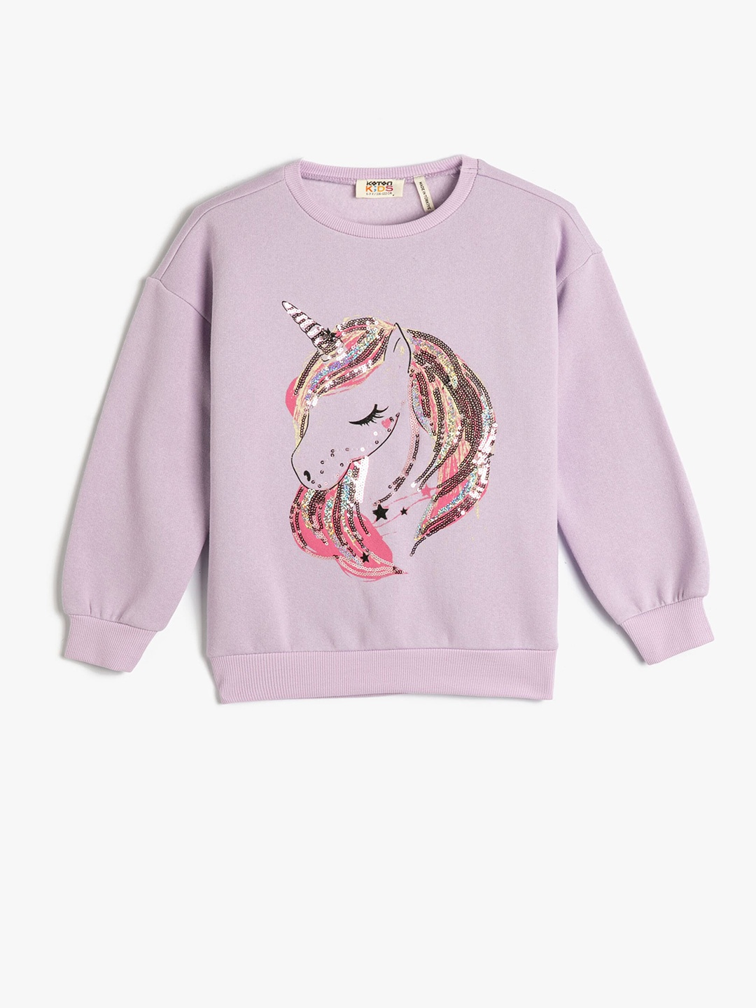 

Koton Girls Unicorn Printed Sequinned Pullover, Purple