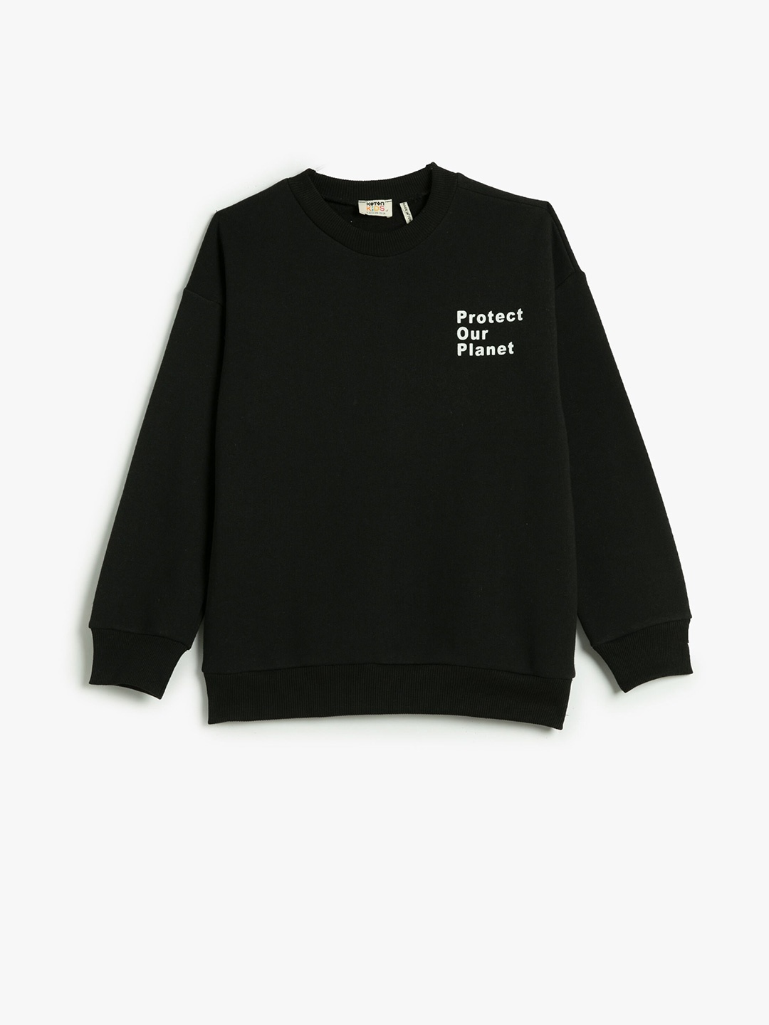 

Koton Boys Typography Printed Pure Cotton Pullover, Black
