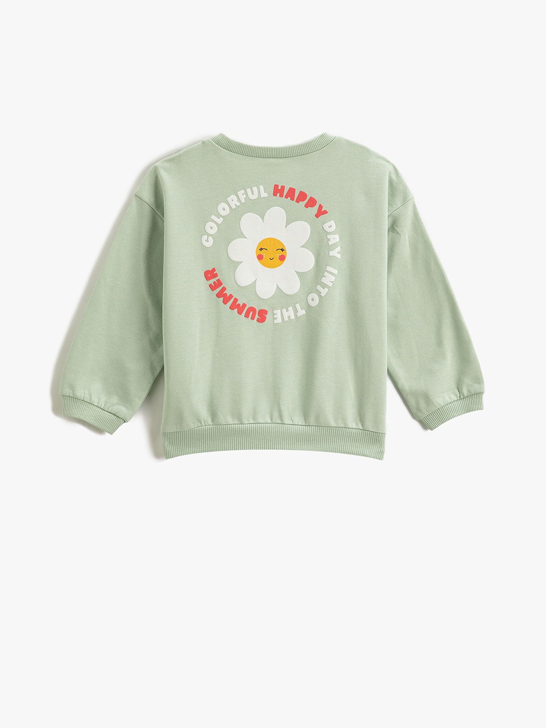 

Koton Girls Typography Printed Pure Cotton Pullover, Green