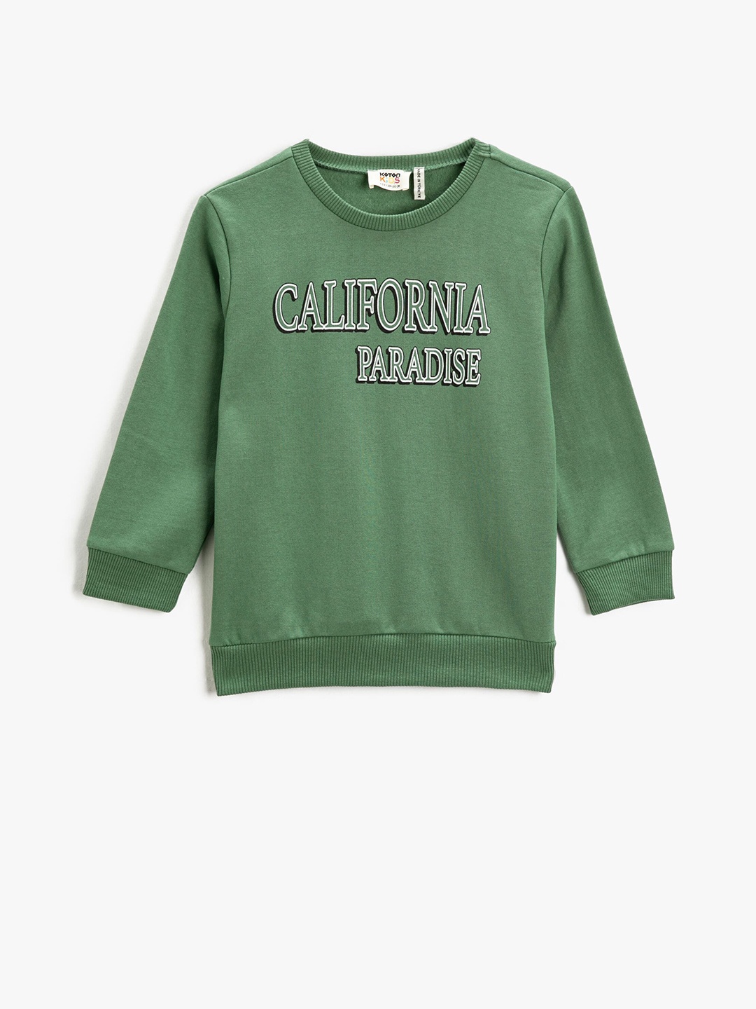 

Koton Boys Typography Printed Cotton Pullover, Green