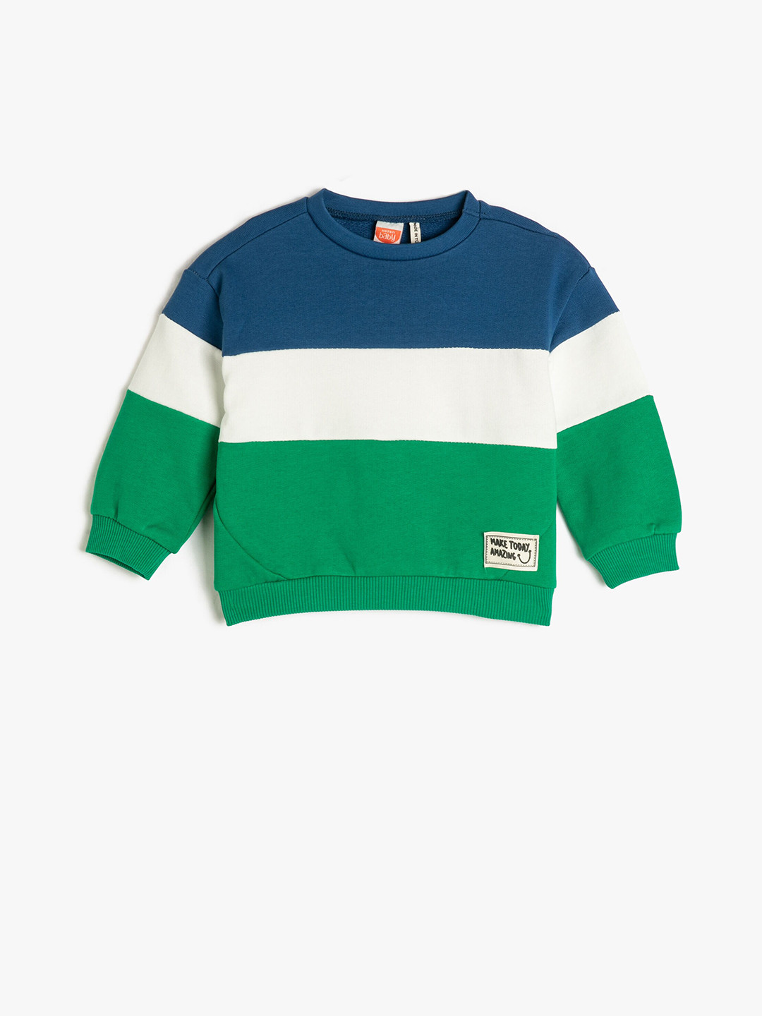 

Koton Boys Colourblocked Pure Cotton Sweatshirt, Green