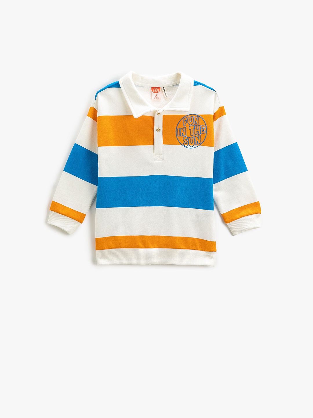 

Koton Boys Striped Polo Collar Pure Cotton Pullover, Blue