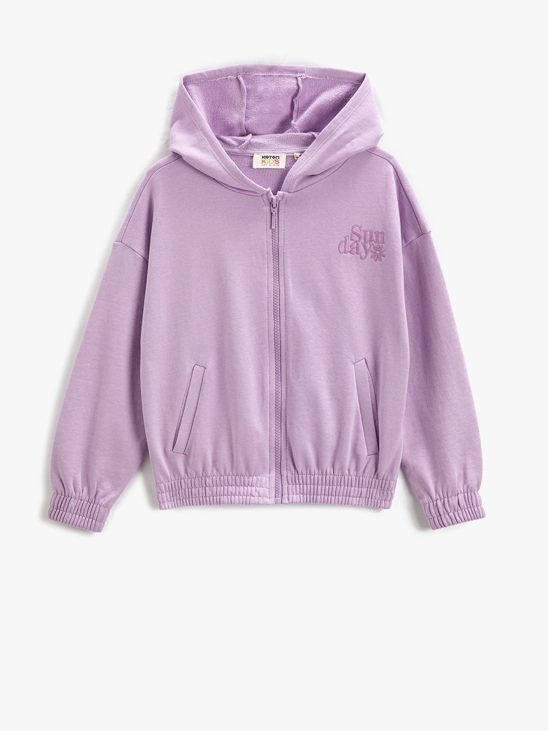 

Koton Girls Hooded Cotton Front-Open Sweatshirt, Lavender