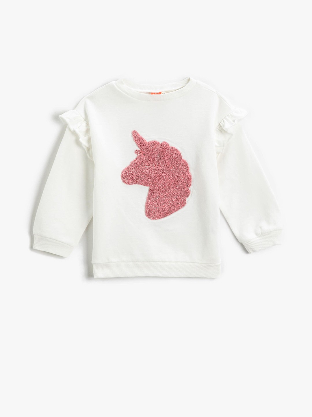 

Koton Girls Self Design Round Neck Long Sleeves Cotton Pullover Sweatshirt, White