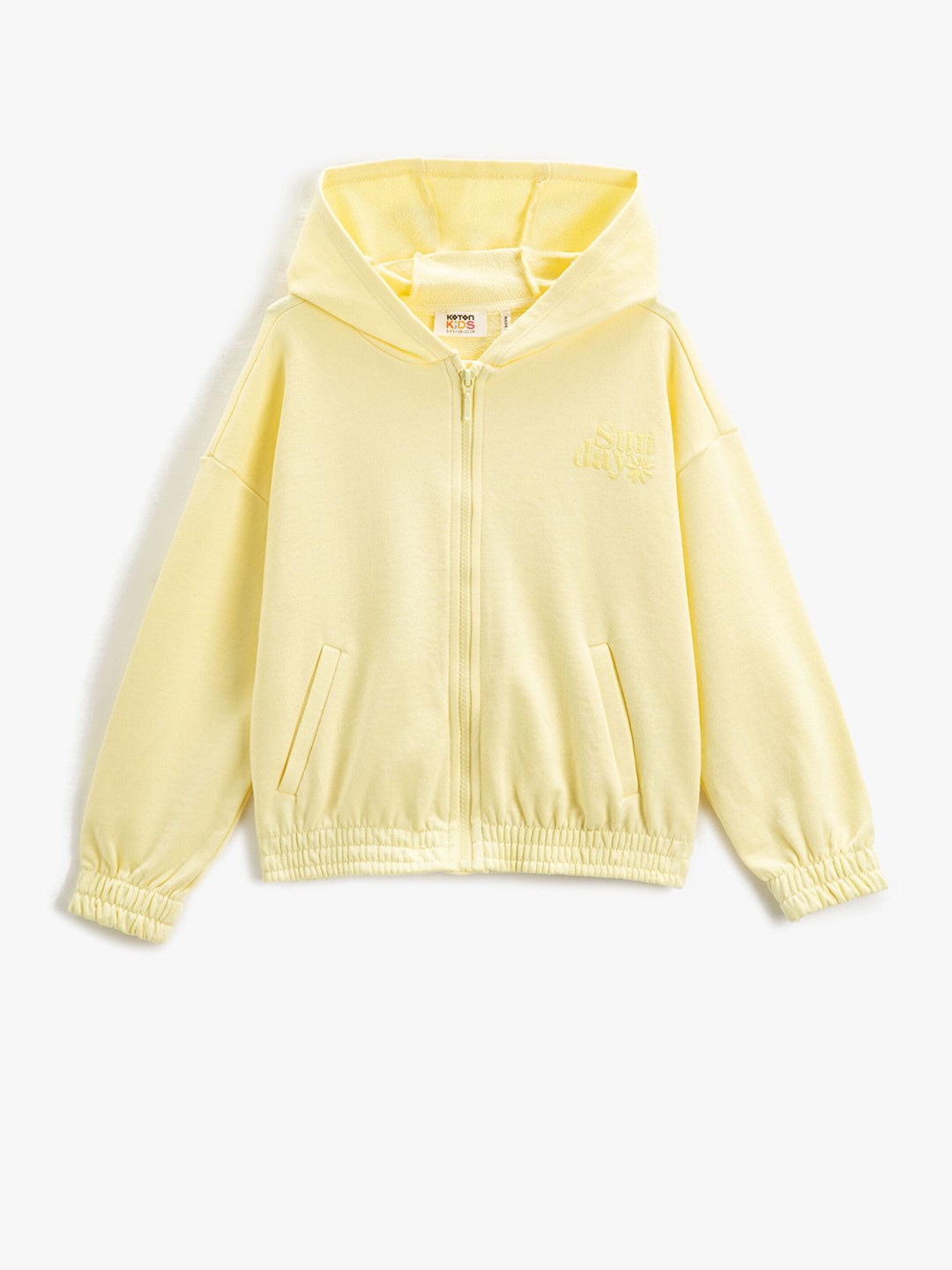 

Koton Girls Hooded Cotton Front-Open Sweatshirt, Yellow