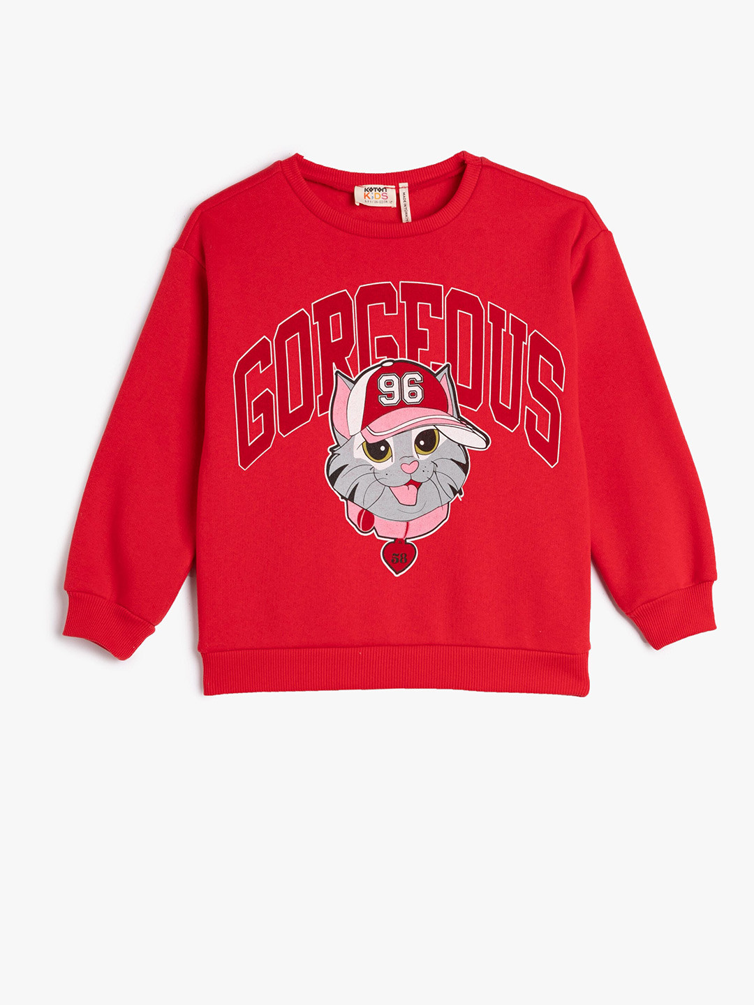 

Koton Girls Typography Printed Pullover Sweatshirt, Red