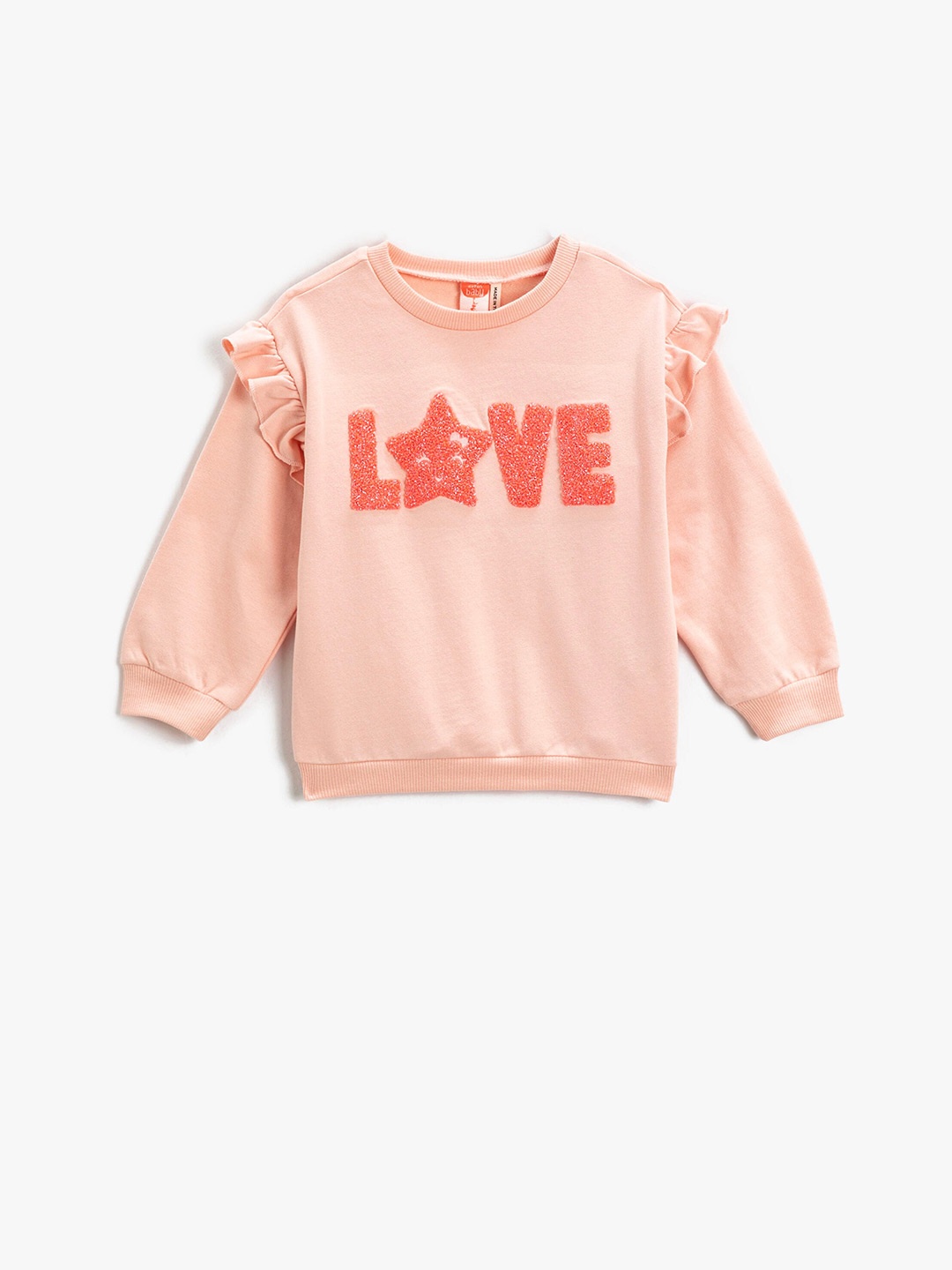 

Koton Girls Typography Printed Pure Cotton Pullover Sweatshirt, Pink