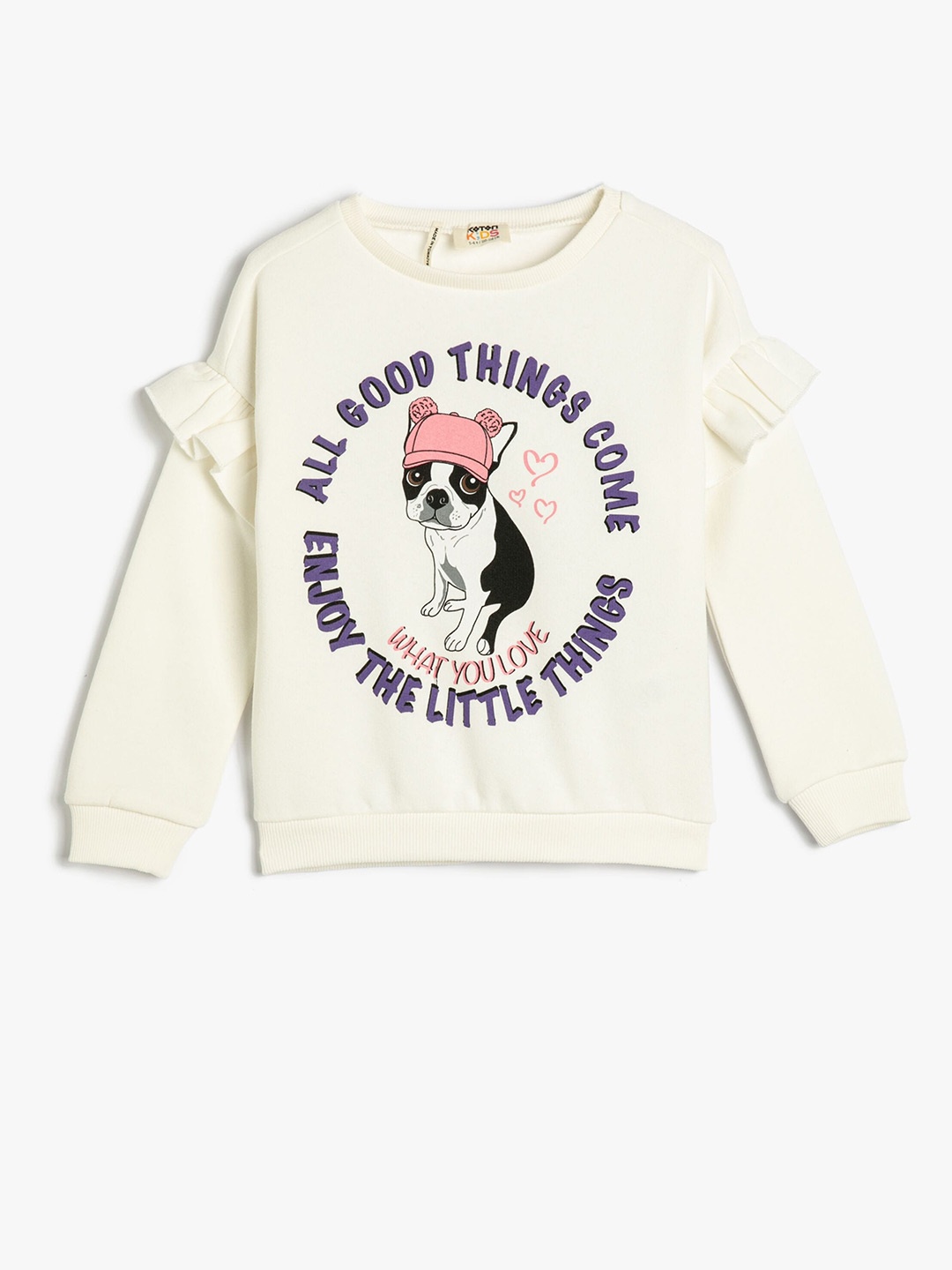 

Koton Girls Graphic Printed Pullover, Off white