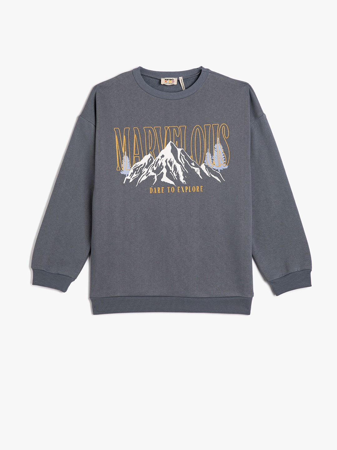 

Koton Girls Graphic Printed Round Neck Cotton Pullover Sweatshirt, Grey