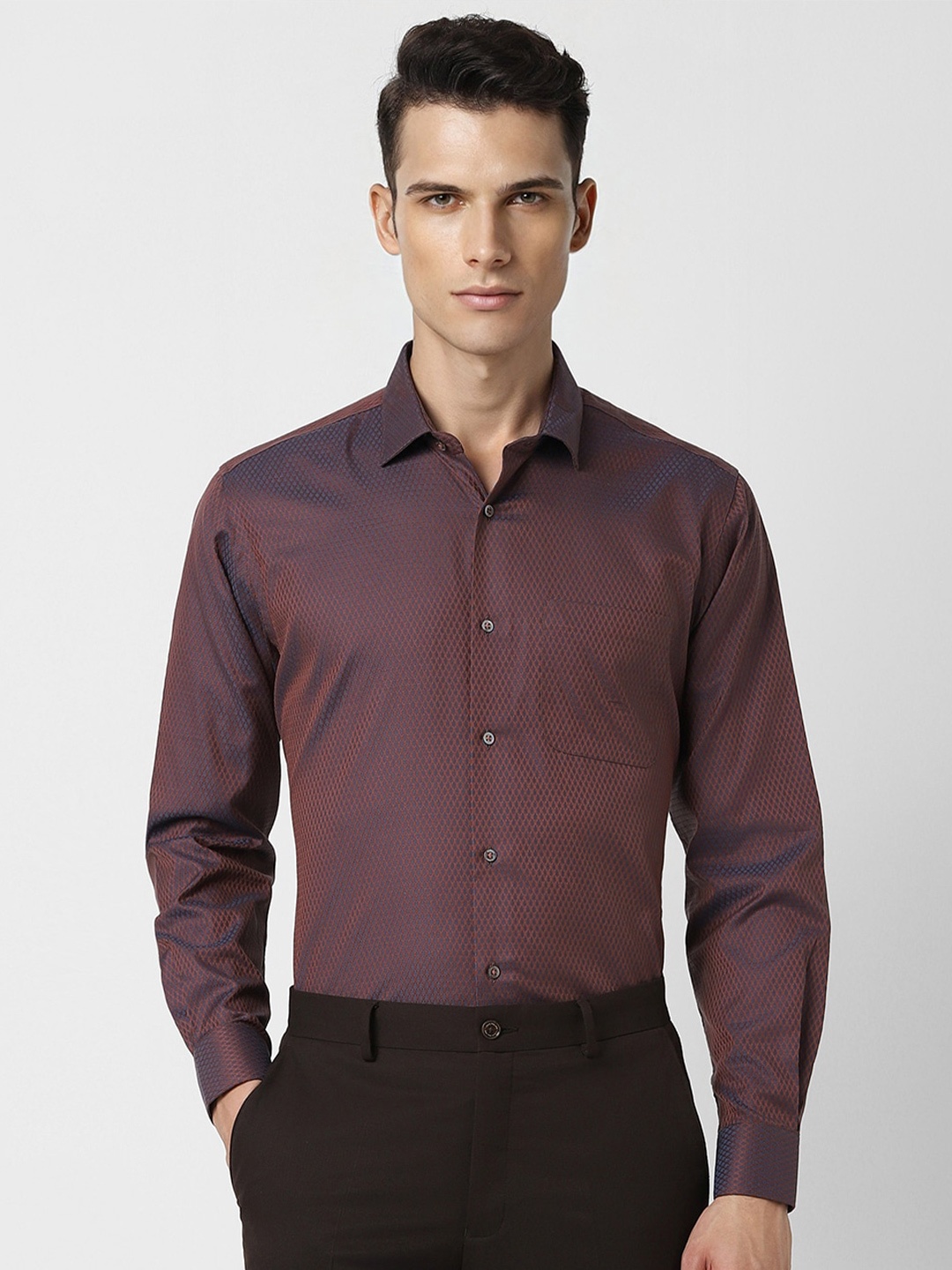 

Van Heusen Textured Pure Cotton Formal Shirt, Maroon