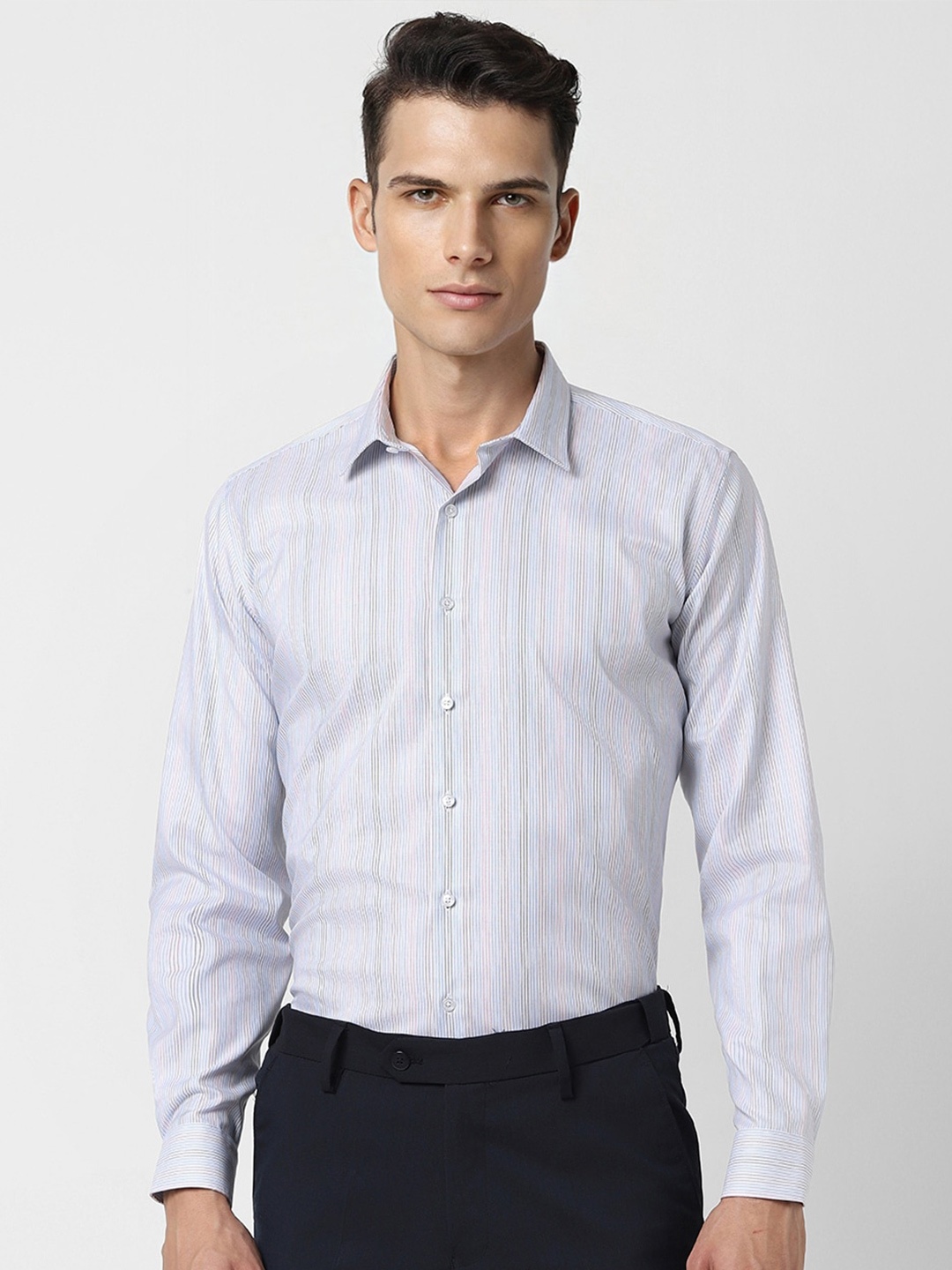 

Van Heusen Slim Fit Striped Formal Shirt, Blue