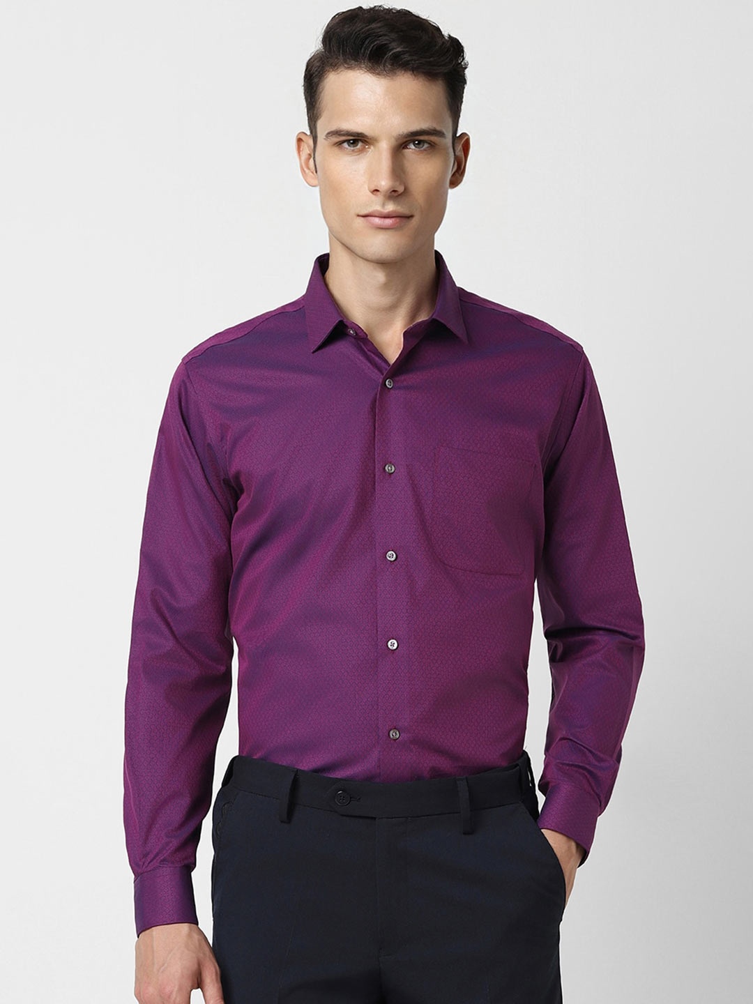 

Van Heusen Micro Ditsy Printed Cotton Formal Shirt, Purple