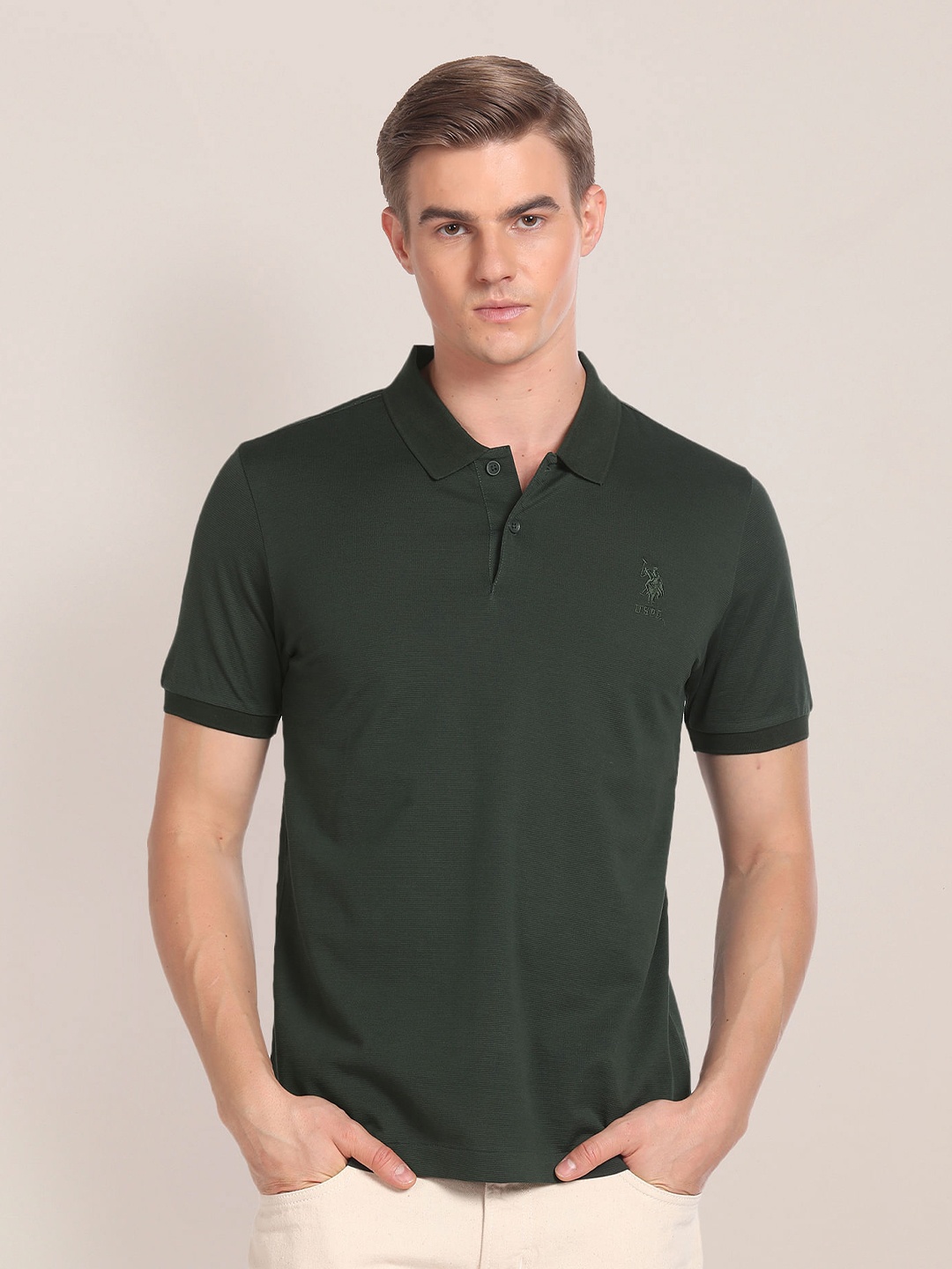 

U.S. Polo Assn. Polo Collar Slim Fit Cotton T-shirt, Olive