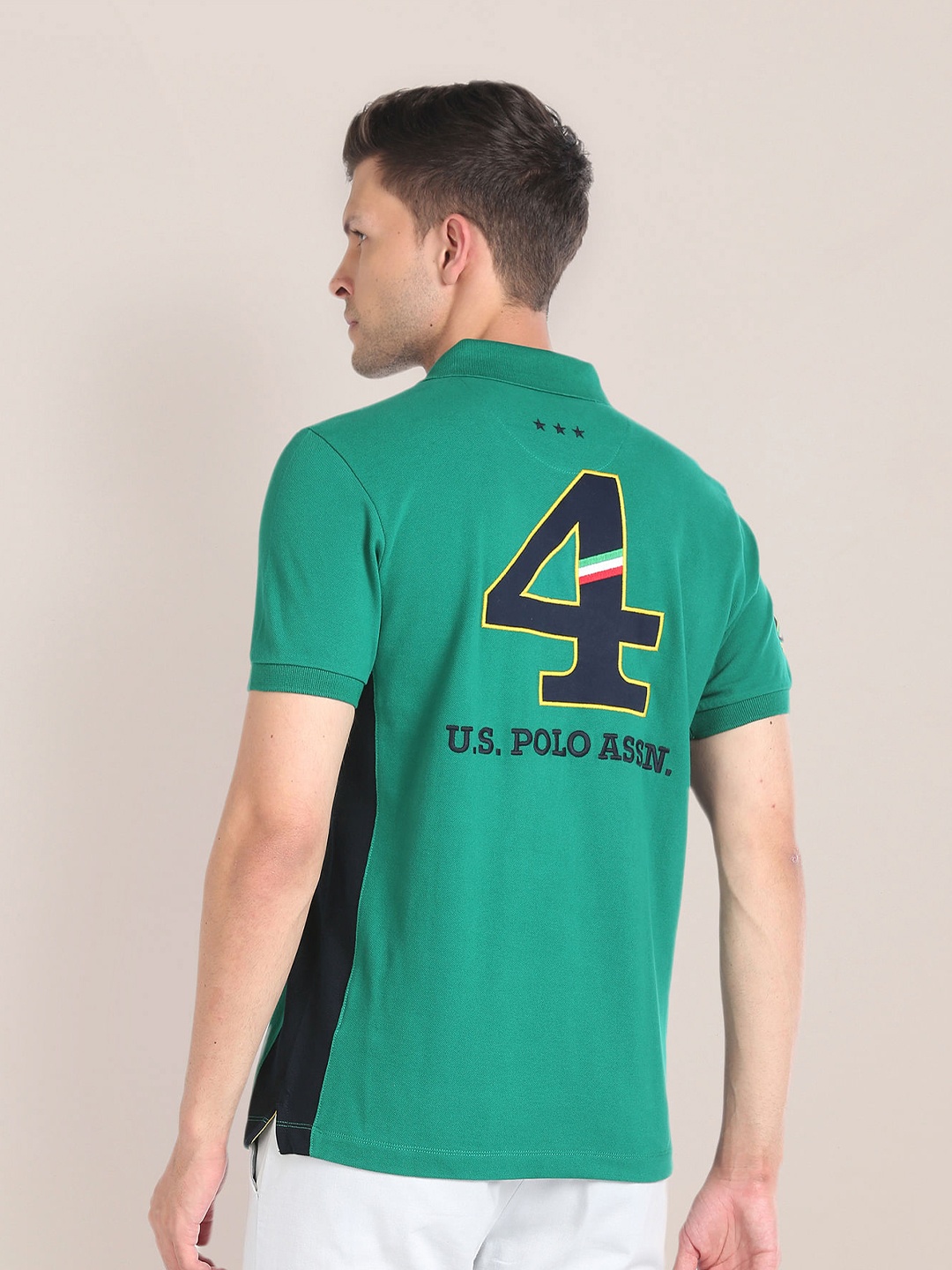 

U.S. Polo Assn. Typography Printed Polo Collar Short Sleeves Slim Fit T-shirt, Green