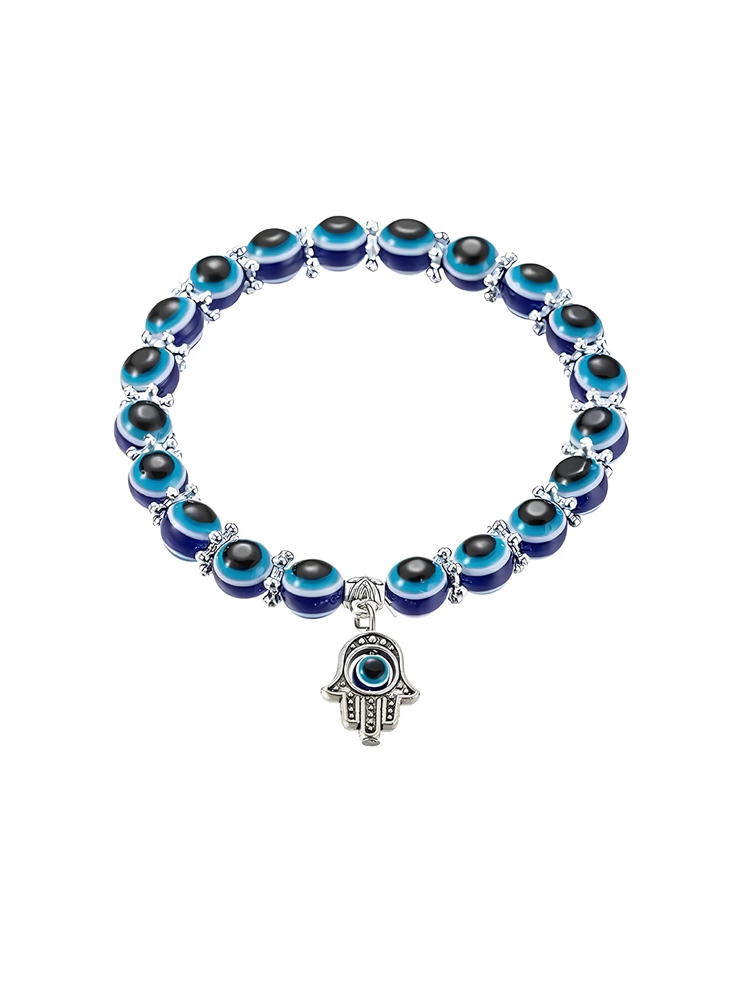 

KARISHMA KREATIONS Unisex Beaded Elasticated Bracelet, Silver