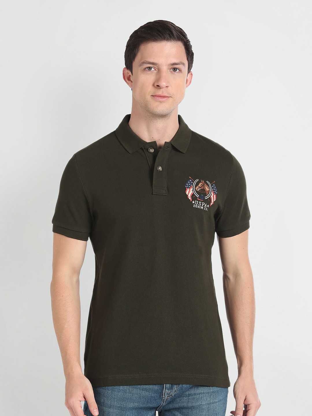 

U.S. Polo Assn. Denim Co. Polo Collar Embroidered Detailed Slim Fit T-shirt, Green
