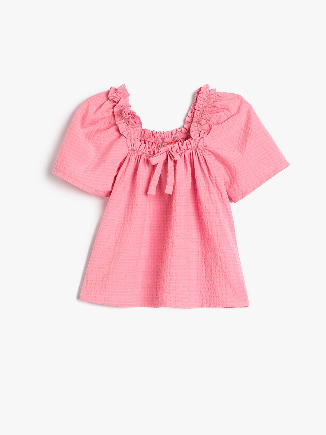 

Koton Self Design Square Neck Short Sleeves Top, Pink