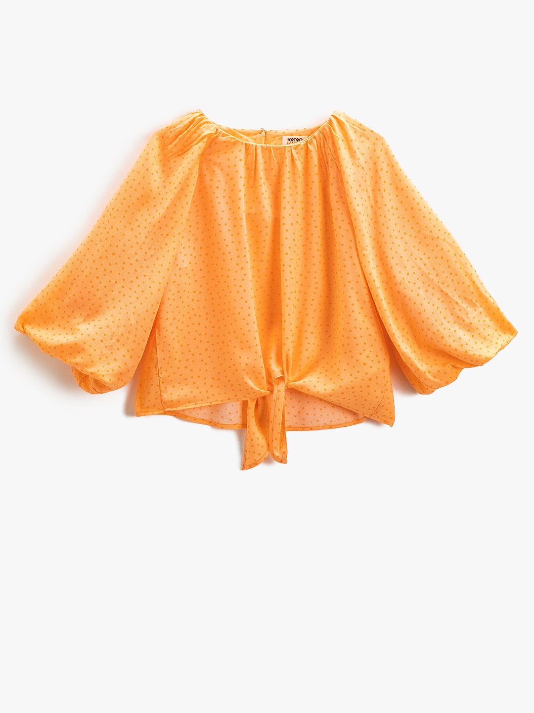 

Koton Girls Polka Dot Printed Puff Sleeves Top, Orange